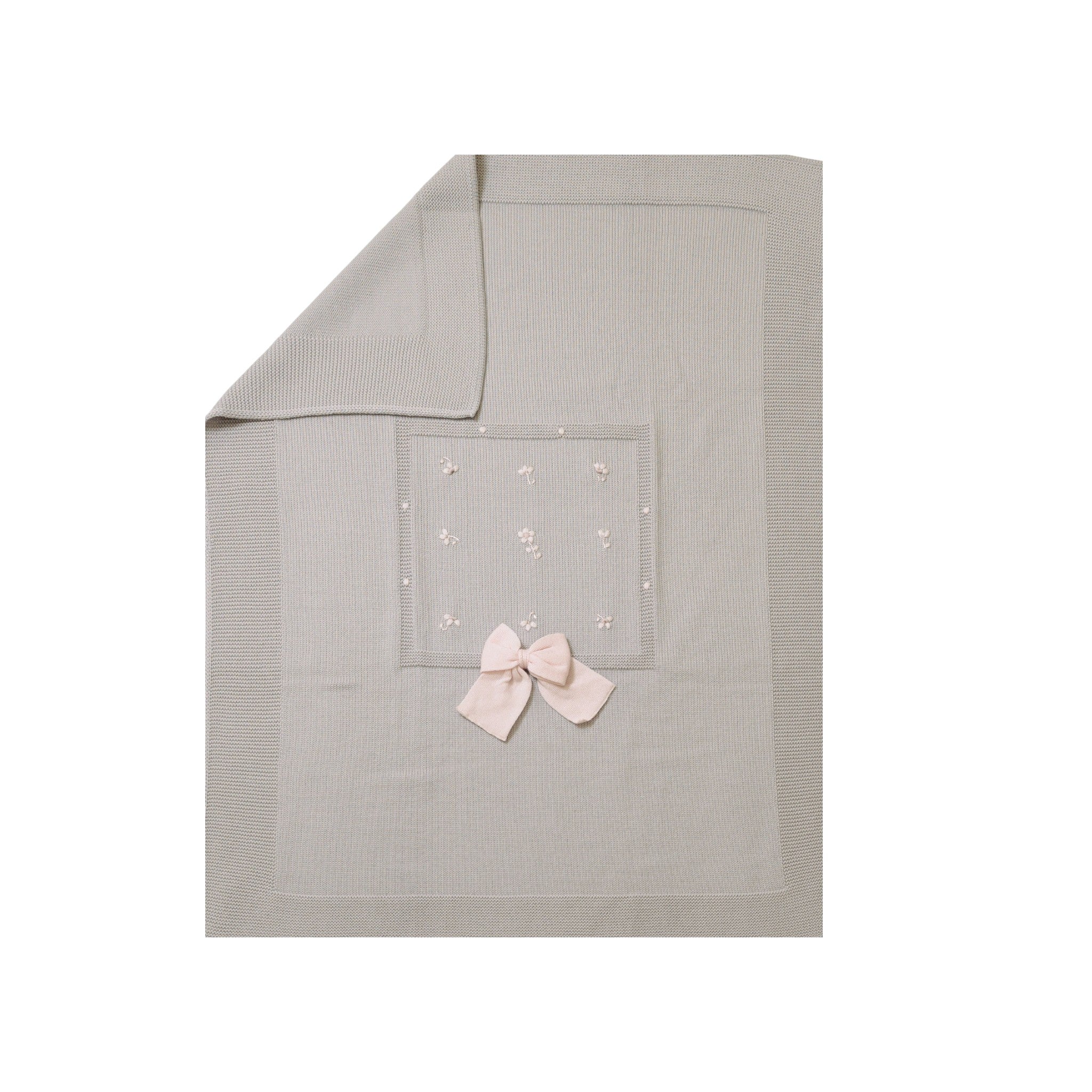 Embroidered Flowers Blanket Newborn IVORY