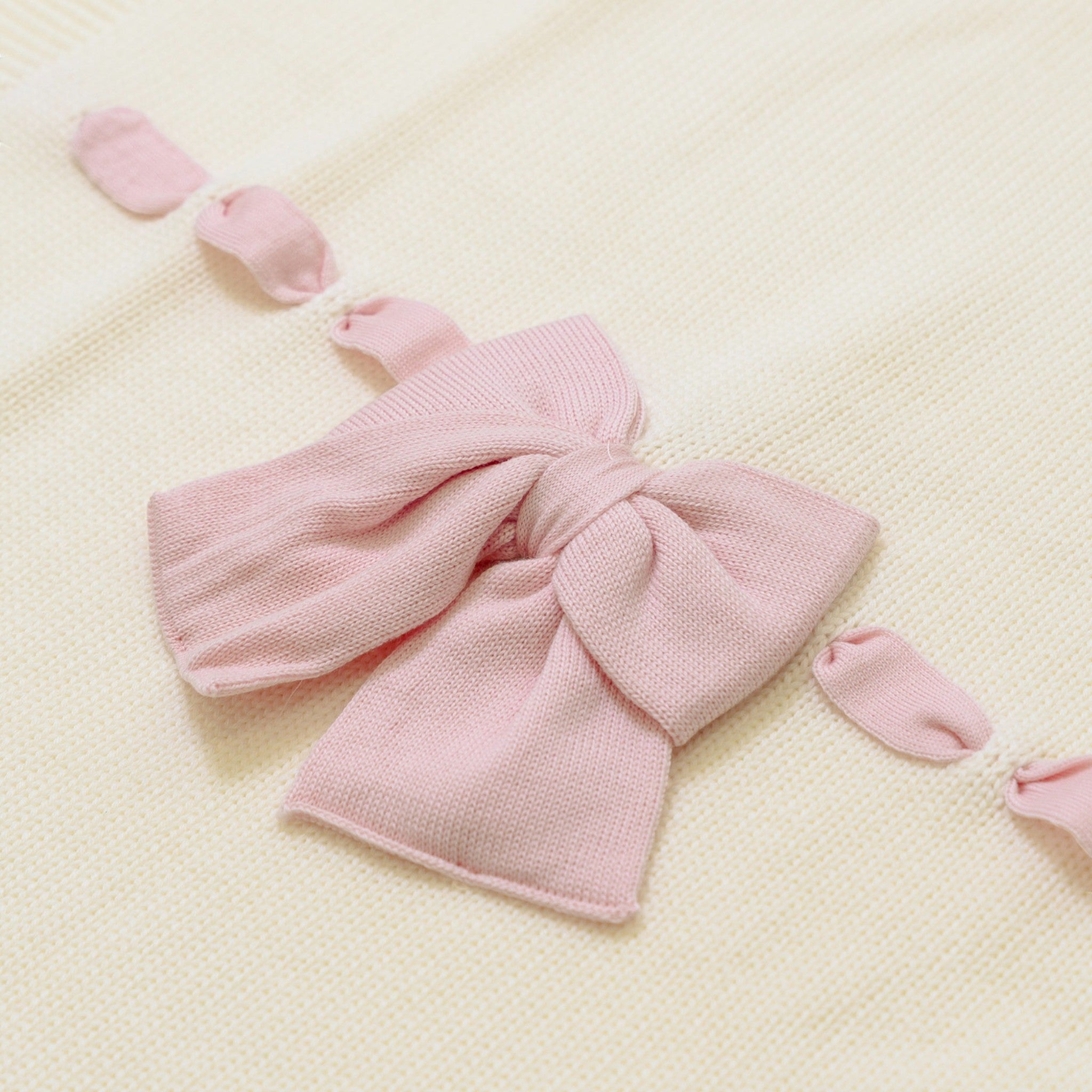 Coperta Neonata PANNA Fiocco Rosa LE DODO' - Made in Italy