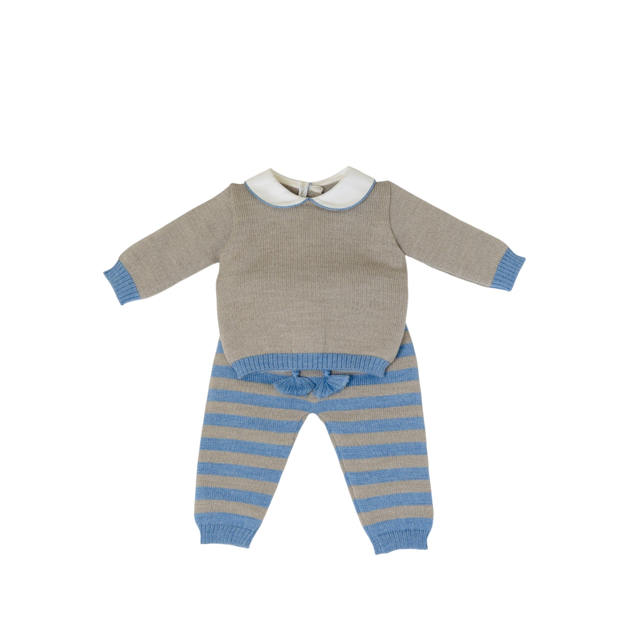 Completo Nascita Tortora Azzurro Pura Lana BABY LORD 523/A