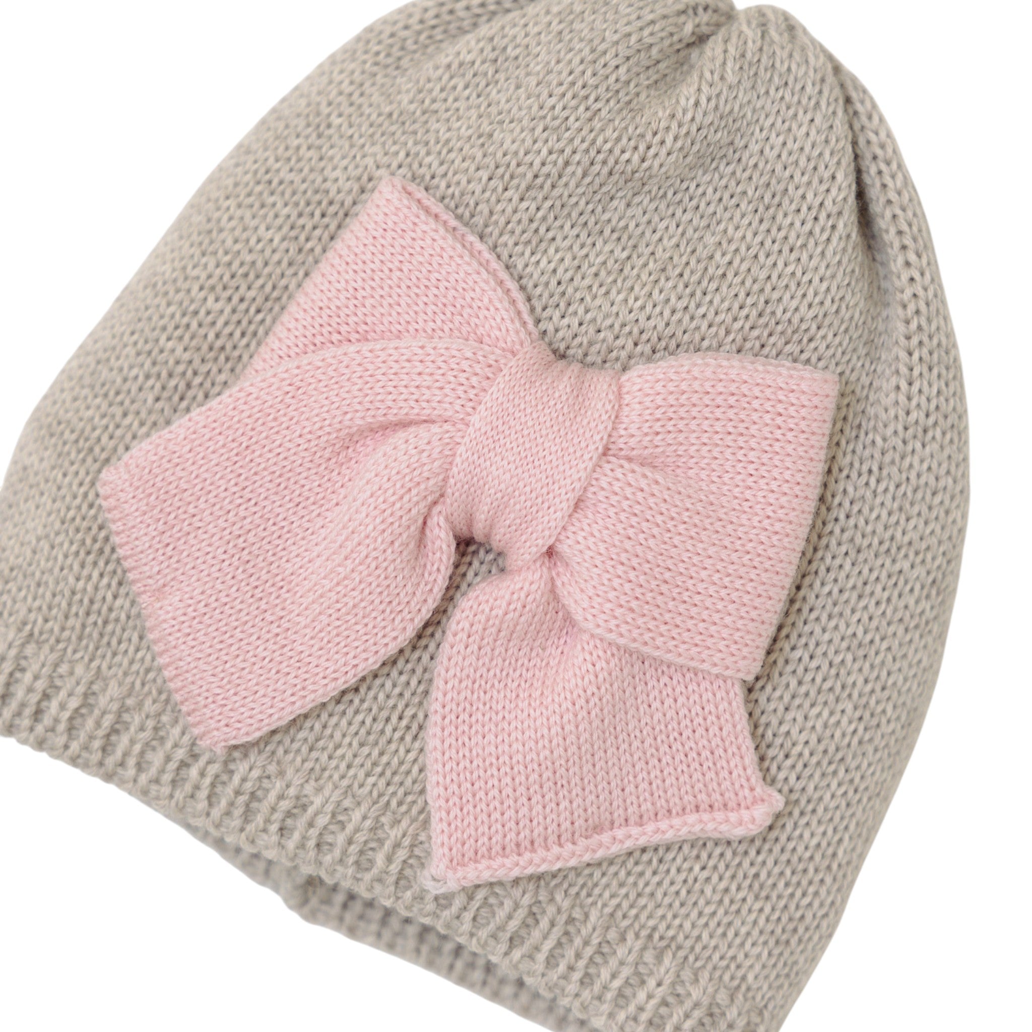 Cuffia Neonata TORTORA Fiocco Rosa LE DODO' - Made in Italy