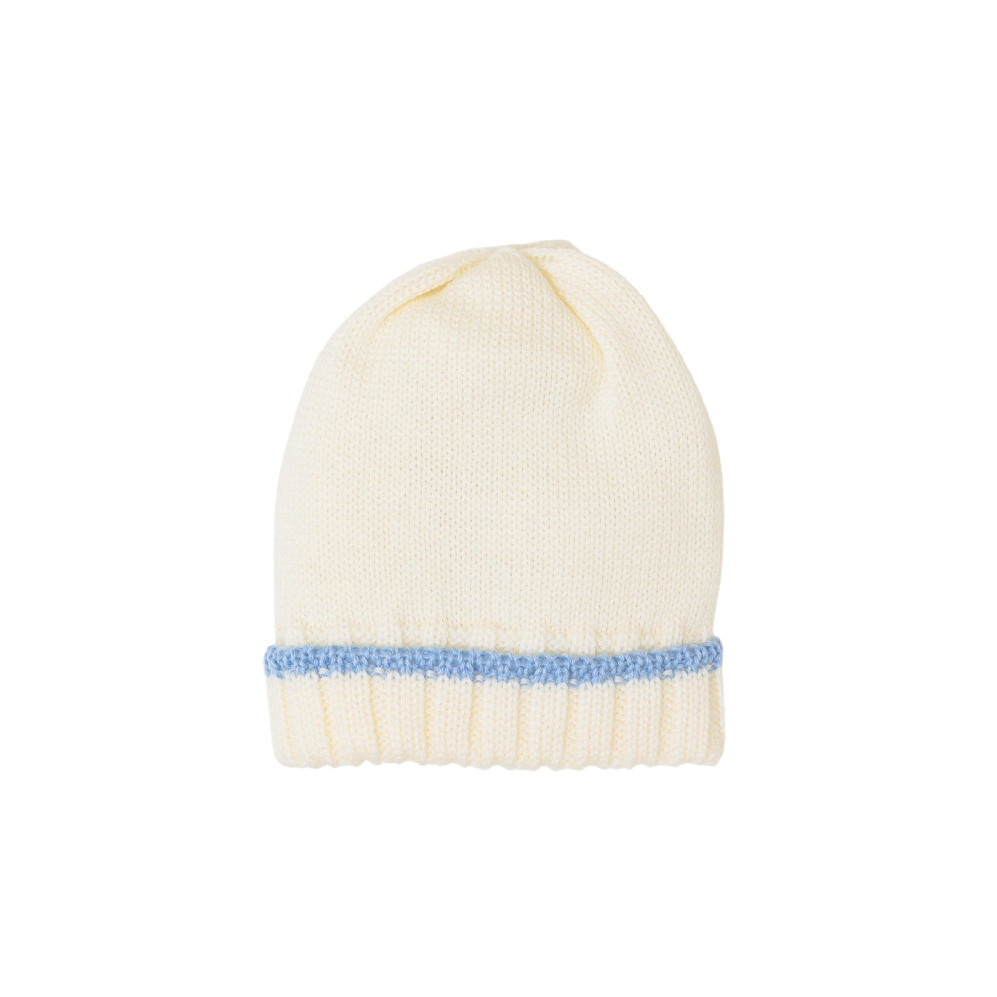Cuffia Neonato PANNA Riga Azzurro LE DODO' - Made in Italy