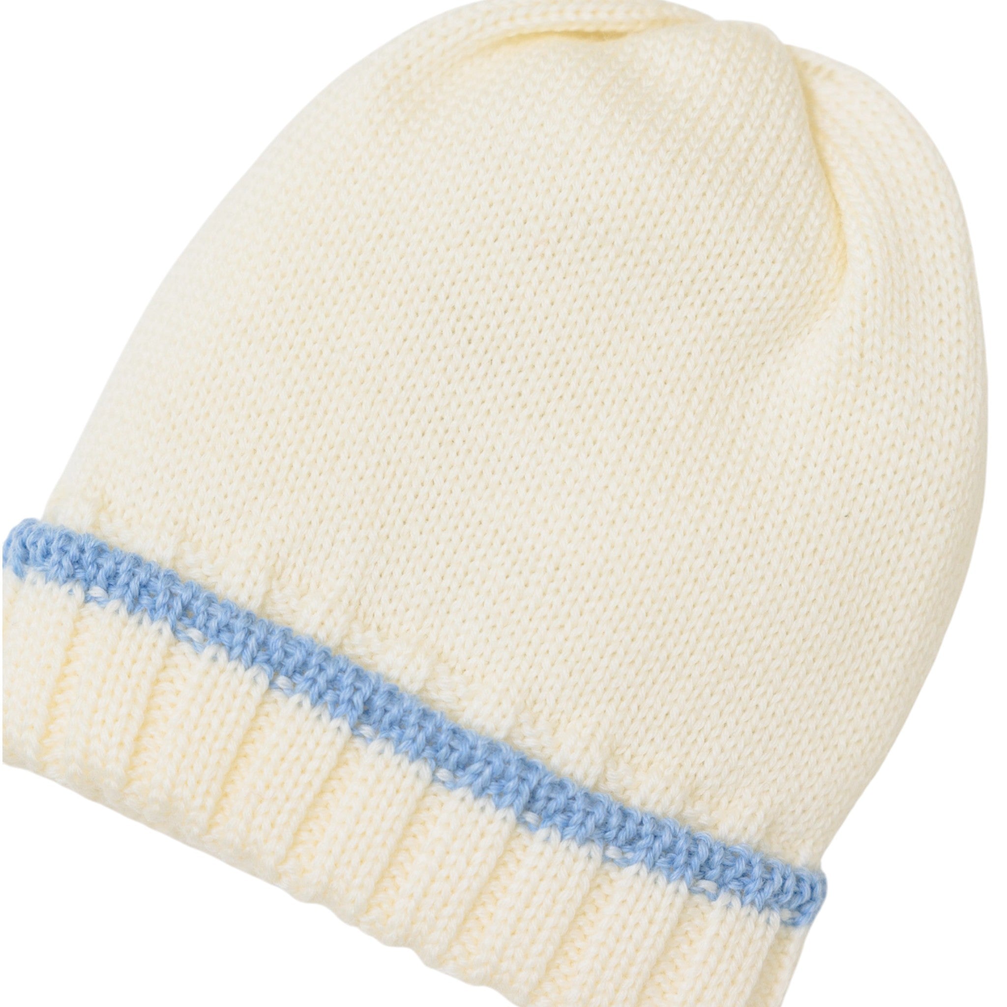 Cuffia Neonato PANNA Riga Azzurro LE DODO' - Made in Italy