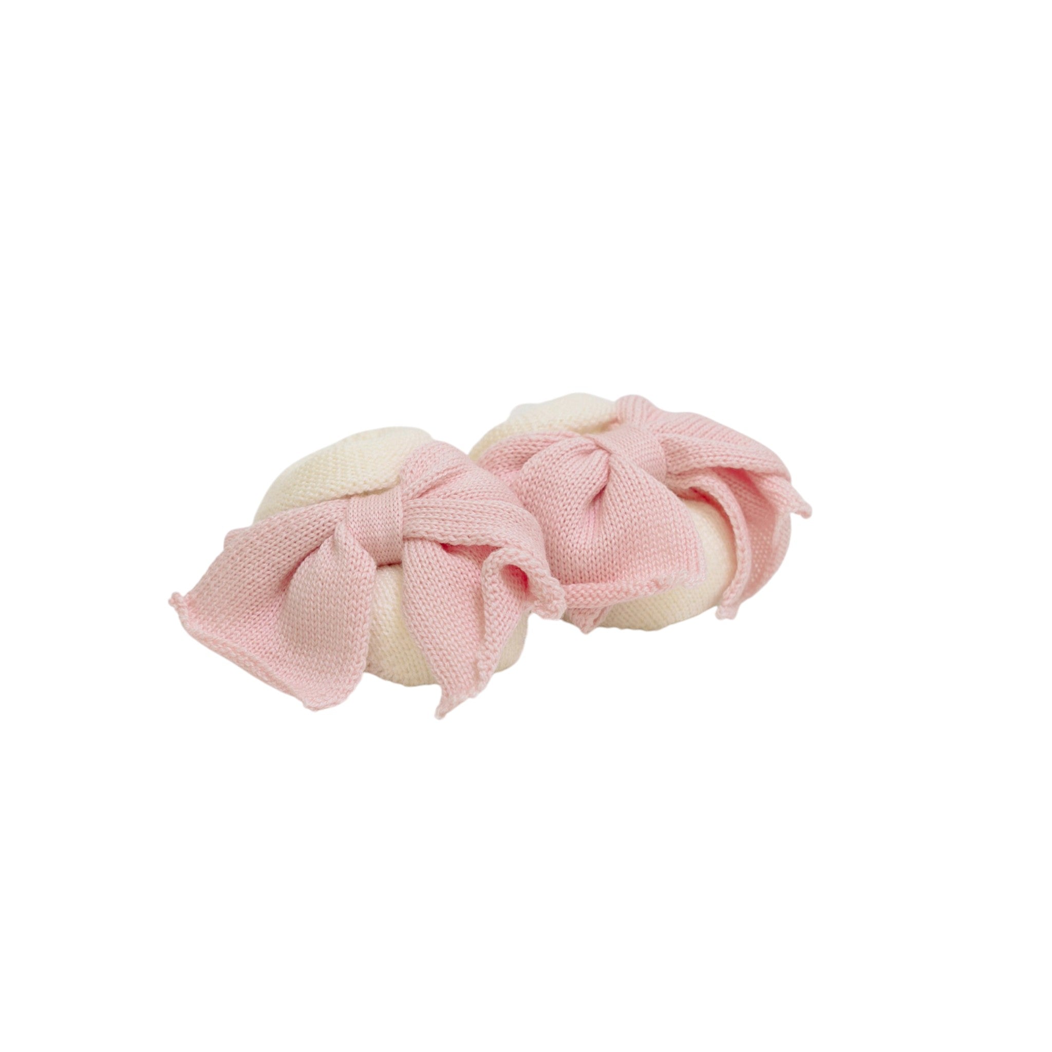 Babbucce Neonata PANNA Fiocco Rosa LE DODO' - Made in Italy SC92-1007