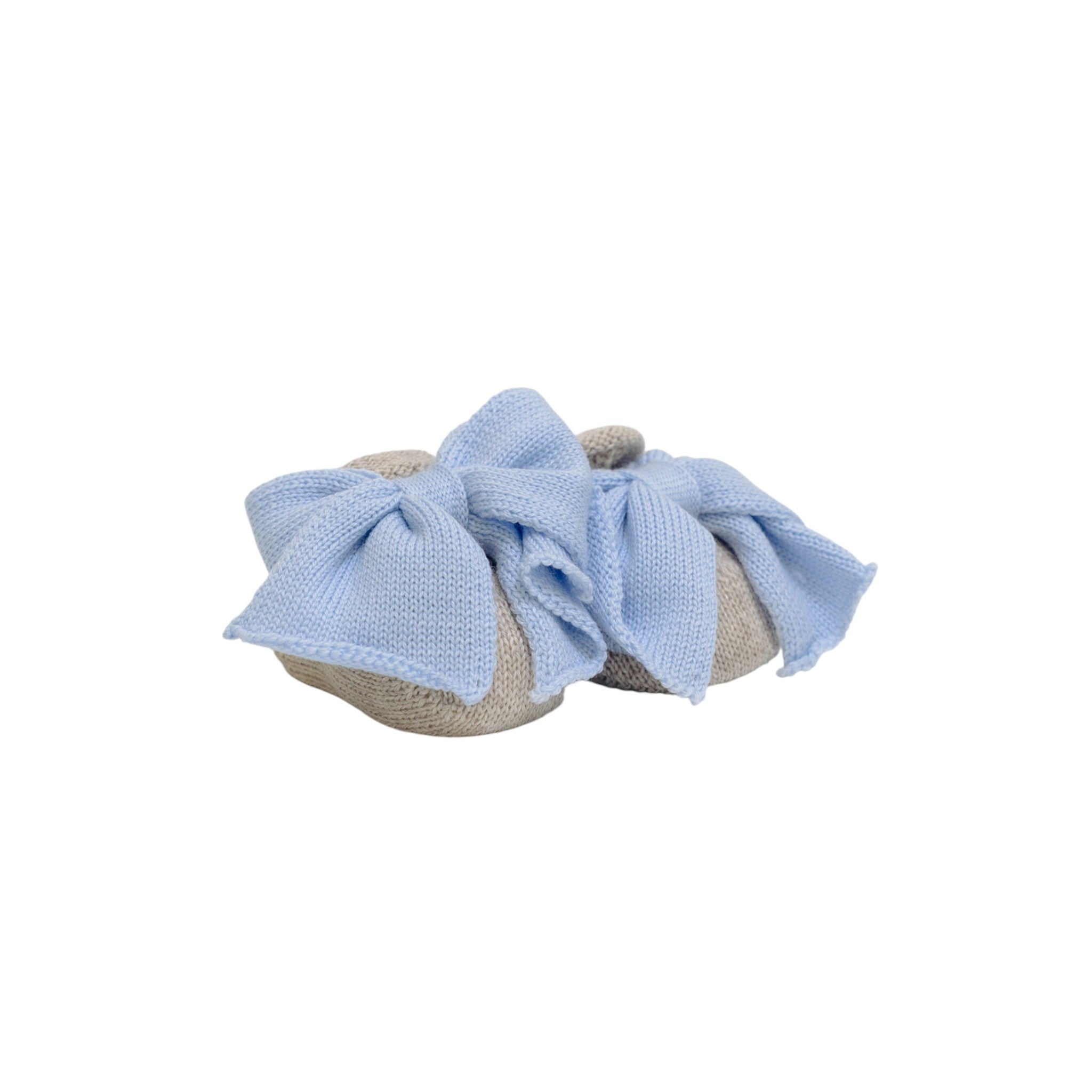 Babbucce Neonato TORTORA Fiocco CIELO LE DODO' - Made in Italy SC92-3005