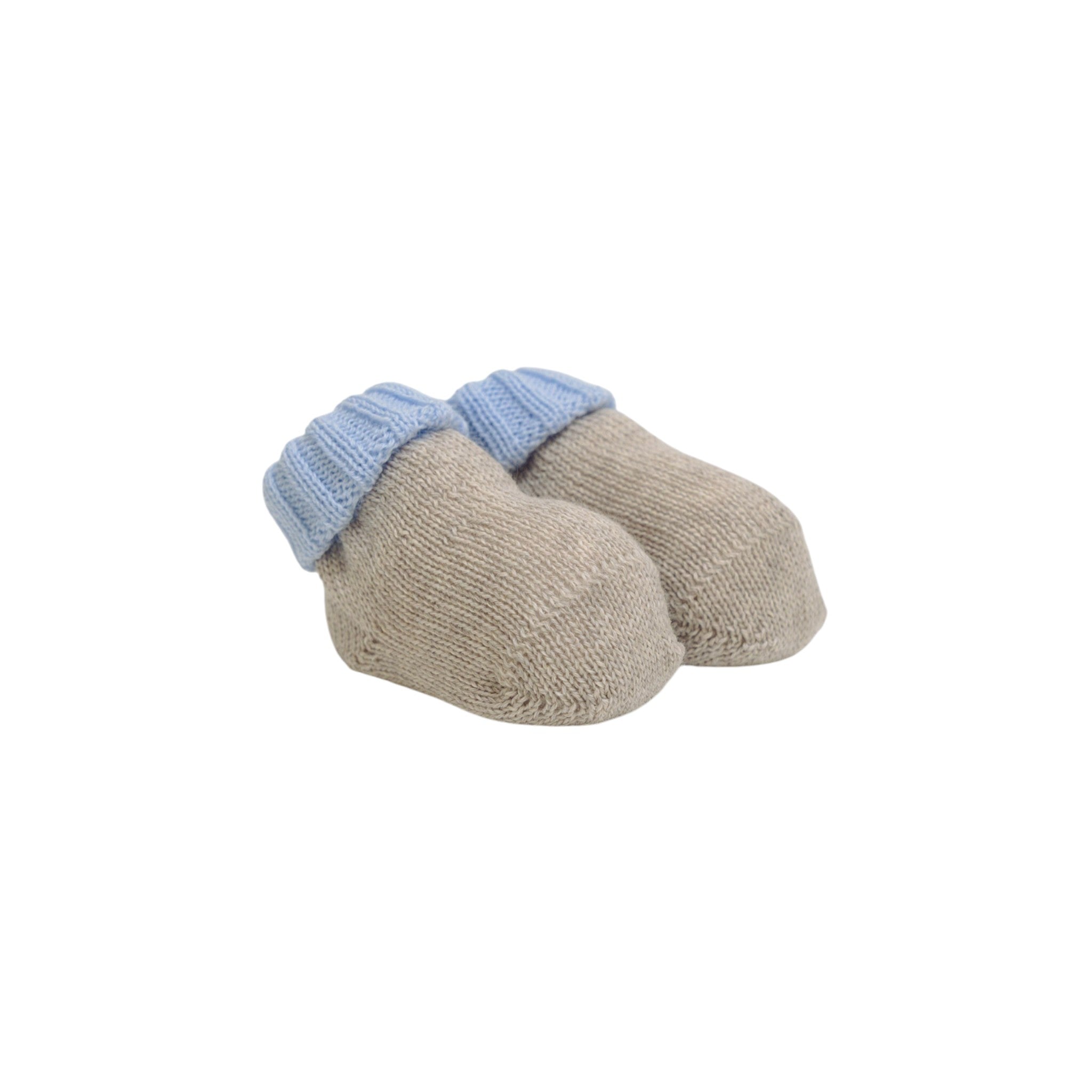 Babbucce Neonato TORTORA Risvolto CIELO LE DODO' - Made in Italy SC90-3005