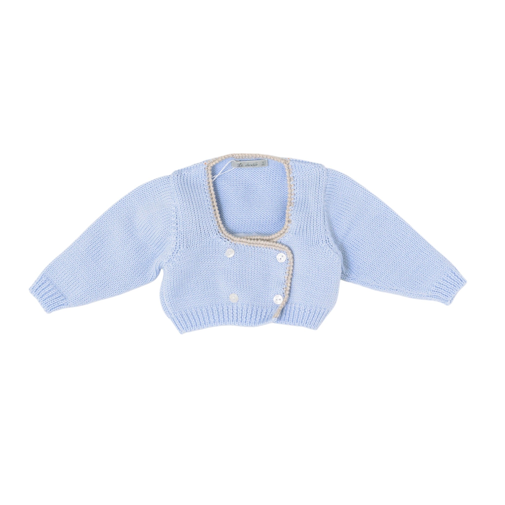 Giacchino Cardigan Neonato CIELO Lana Vergine LE DODO' - Made in Italy O94D-5003