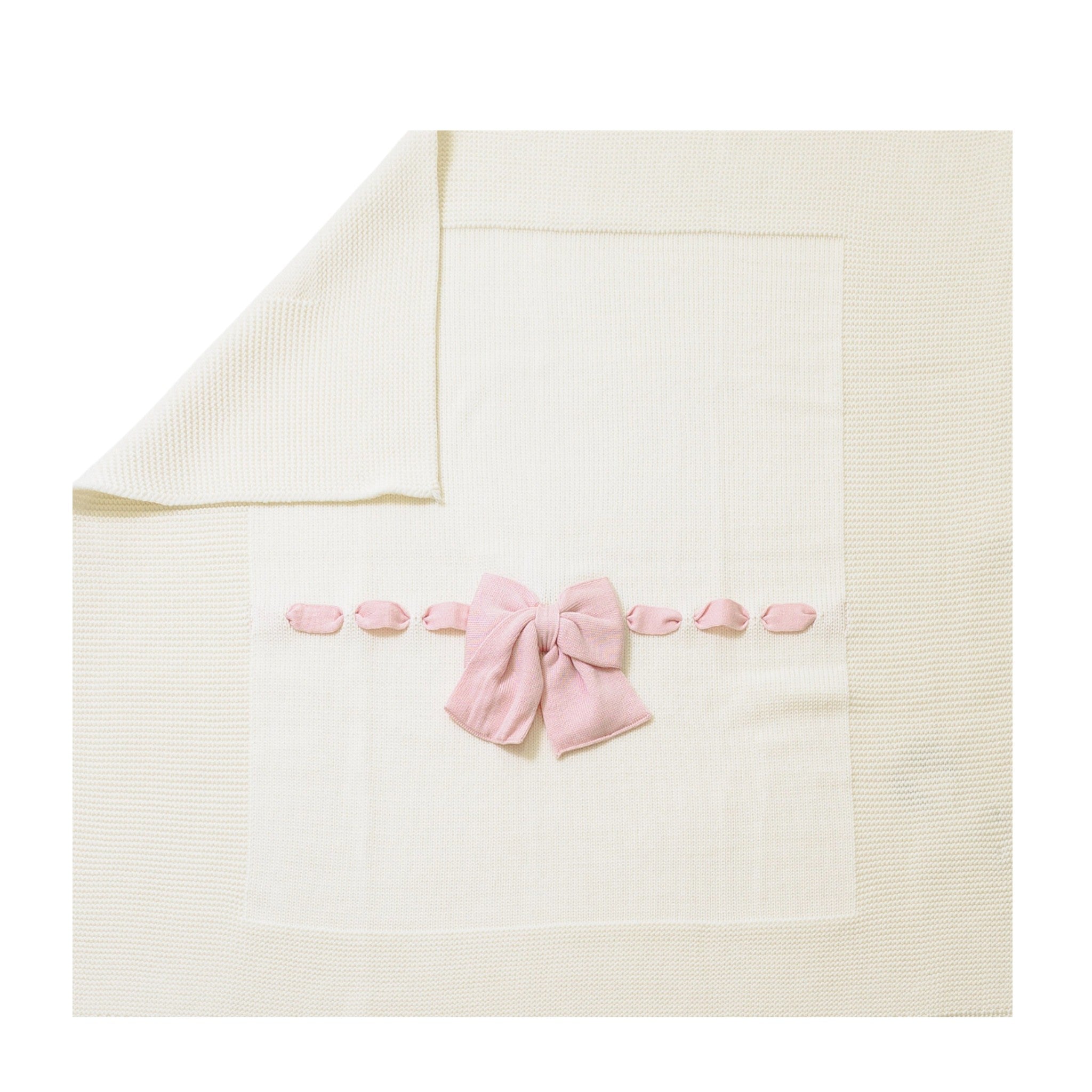 Coperta Neonata PANNA Fiocco Rosa LE DODO' - Made in Italy