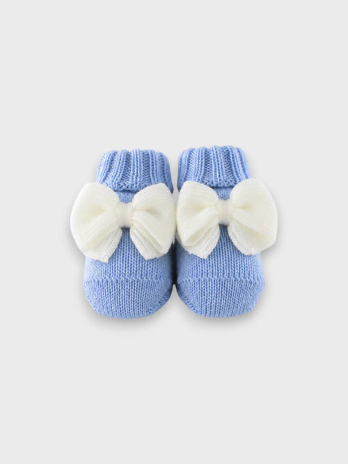 Babbucce Neonato Azzurro MAGLIA INGLESE FIOCCO 707/5630 by BABY LORD