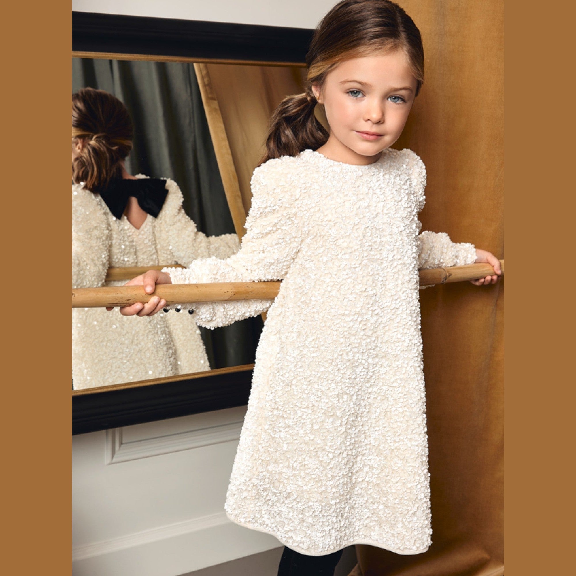 Abito lustrini velluto Bimba PANNA 5525/3 -  NANU' BABY