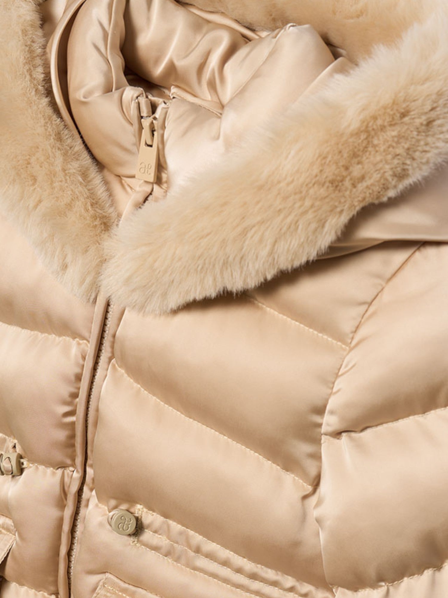 Giubbotto satinato pelo Bimba Beige 5849/14 -  NANU' BABY