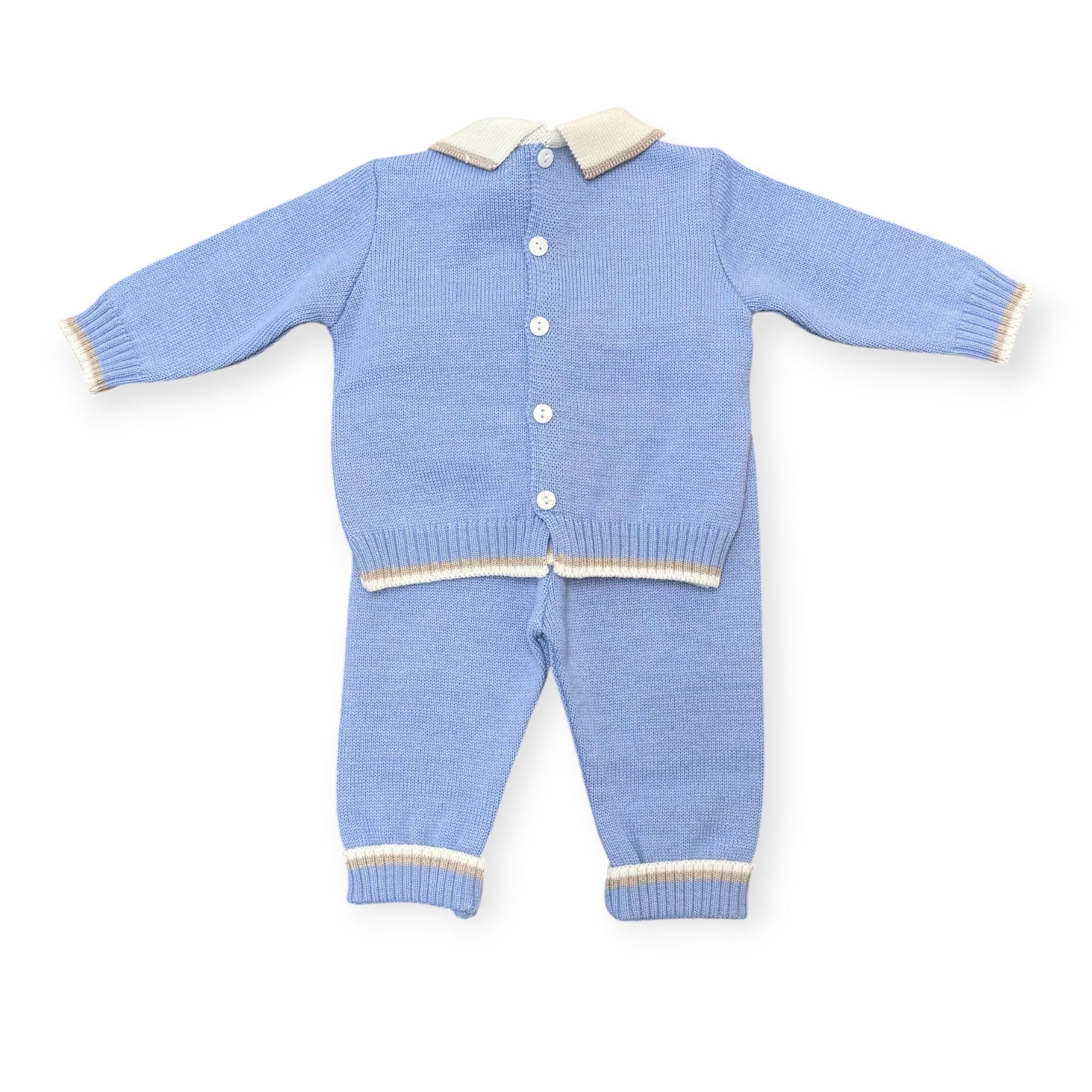 Completo nascita Misto Lana AZZURRO Little Horse 7821