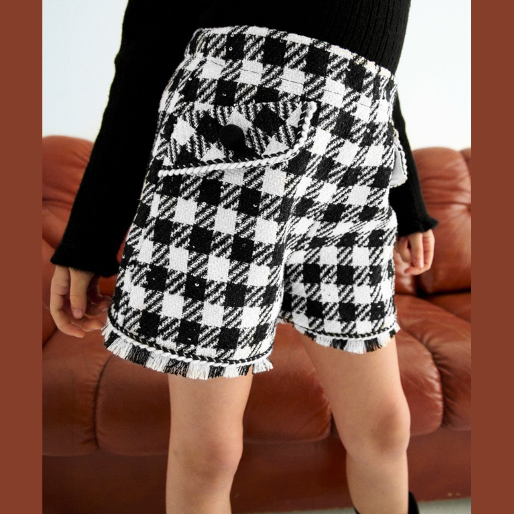 Bermuda vichy lustrini Bimba Nero 5716/8 -  NANU' BABY
