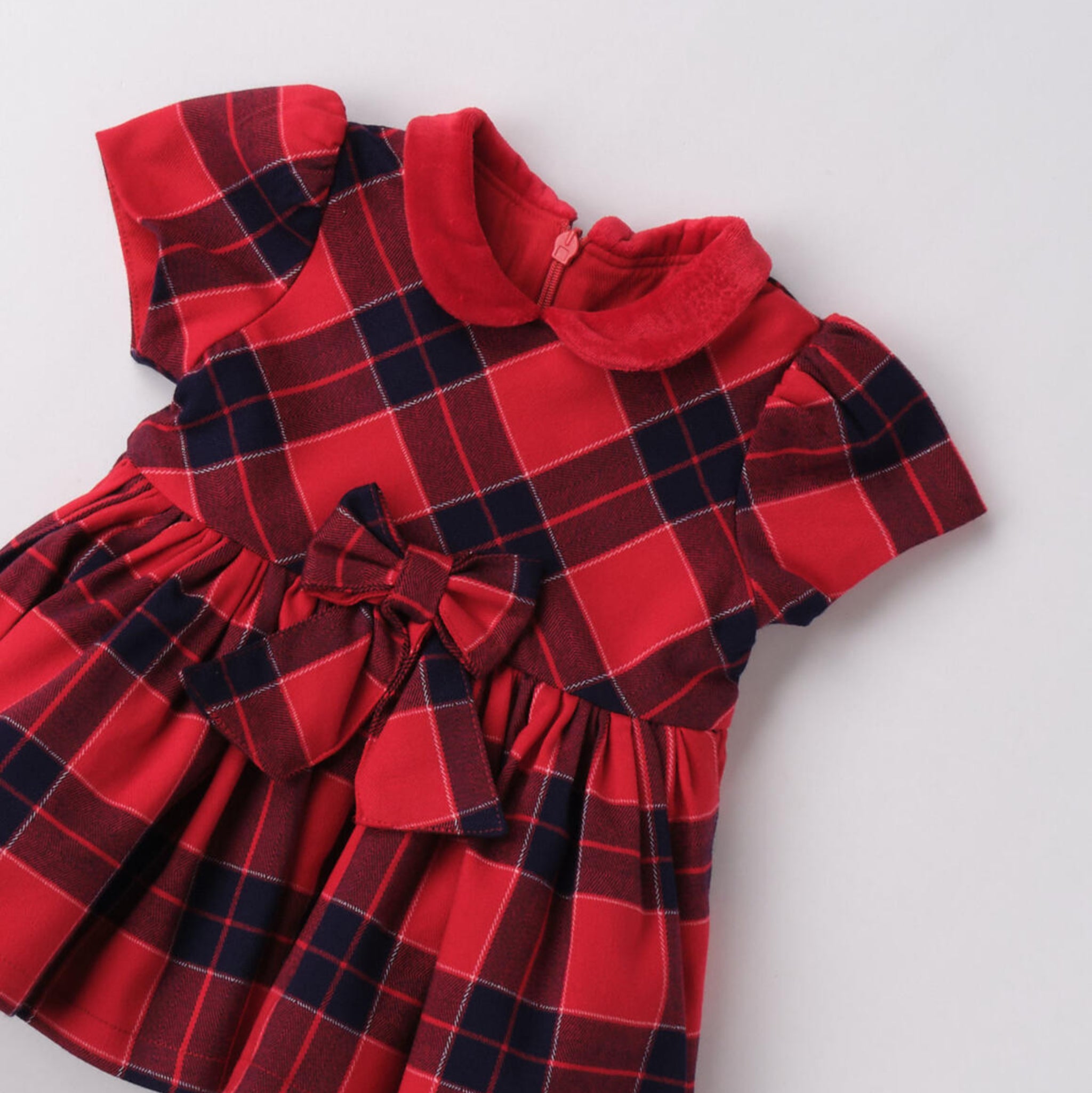 Abito Tessuto Check Con Manica Bimba Rosso 3F725/2253