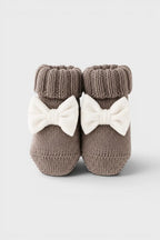 Babbucce Neonata Tortora FIOCCO VELLUTO 723/4830 by BABY LORD