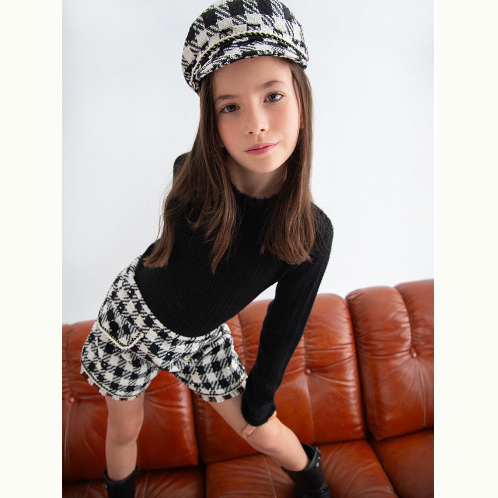 Bermuda vichy lustrini Bimba Nero 5716/8 -  NANU' BABY