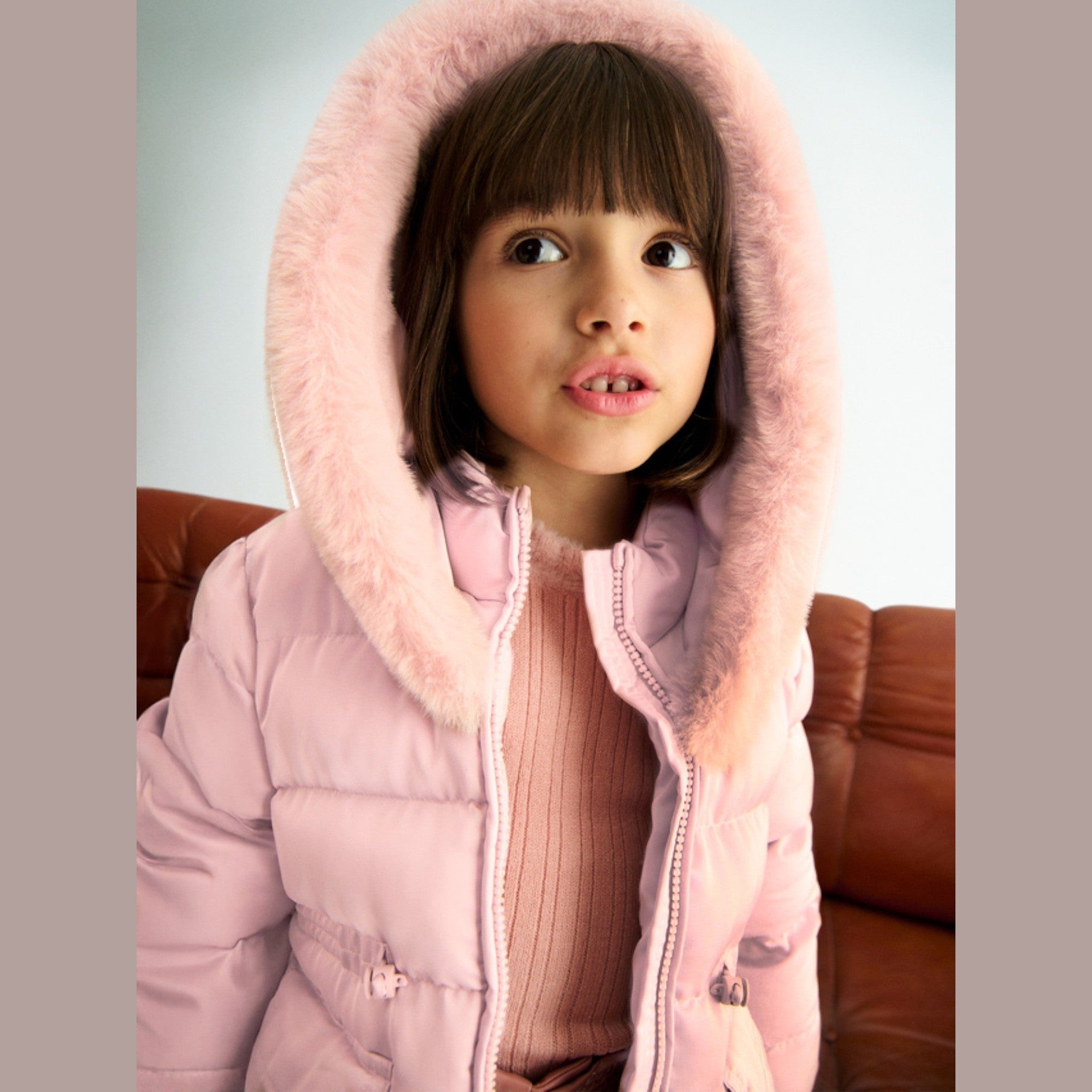 Giubbotto satinato pelo Bimba Rosa 5849/15 -  NANU' BABY