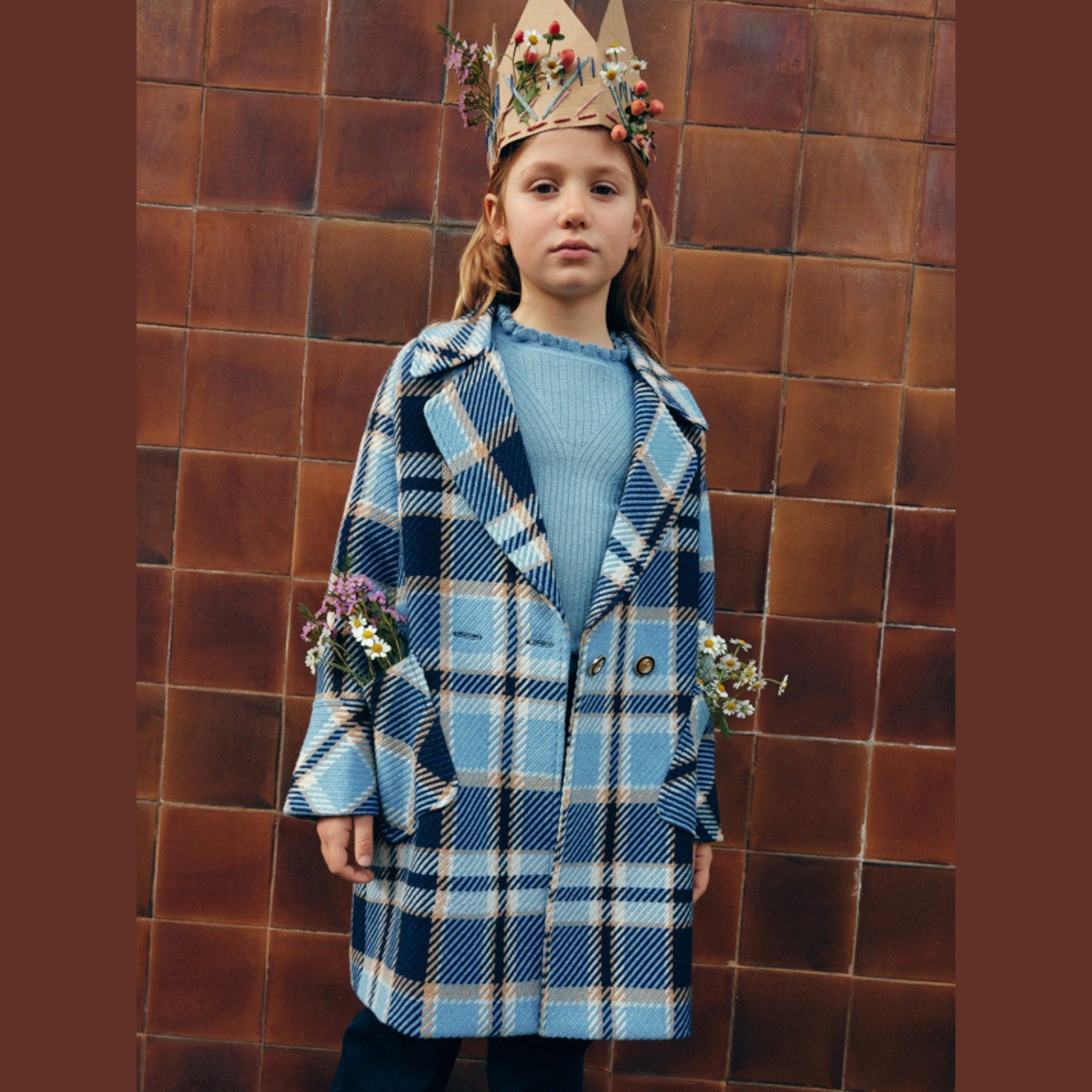 Cappotto a quadri Bimba CIELO 5845/4 -  NANU' BABY