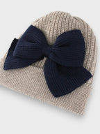 Cuffia Neonato Tortora MAGLIA INGLESE FIOCCO 640/4837 by BABY LORD
