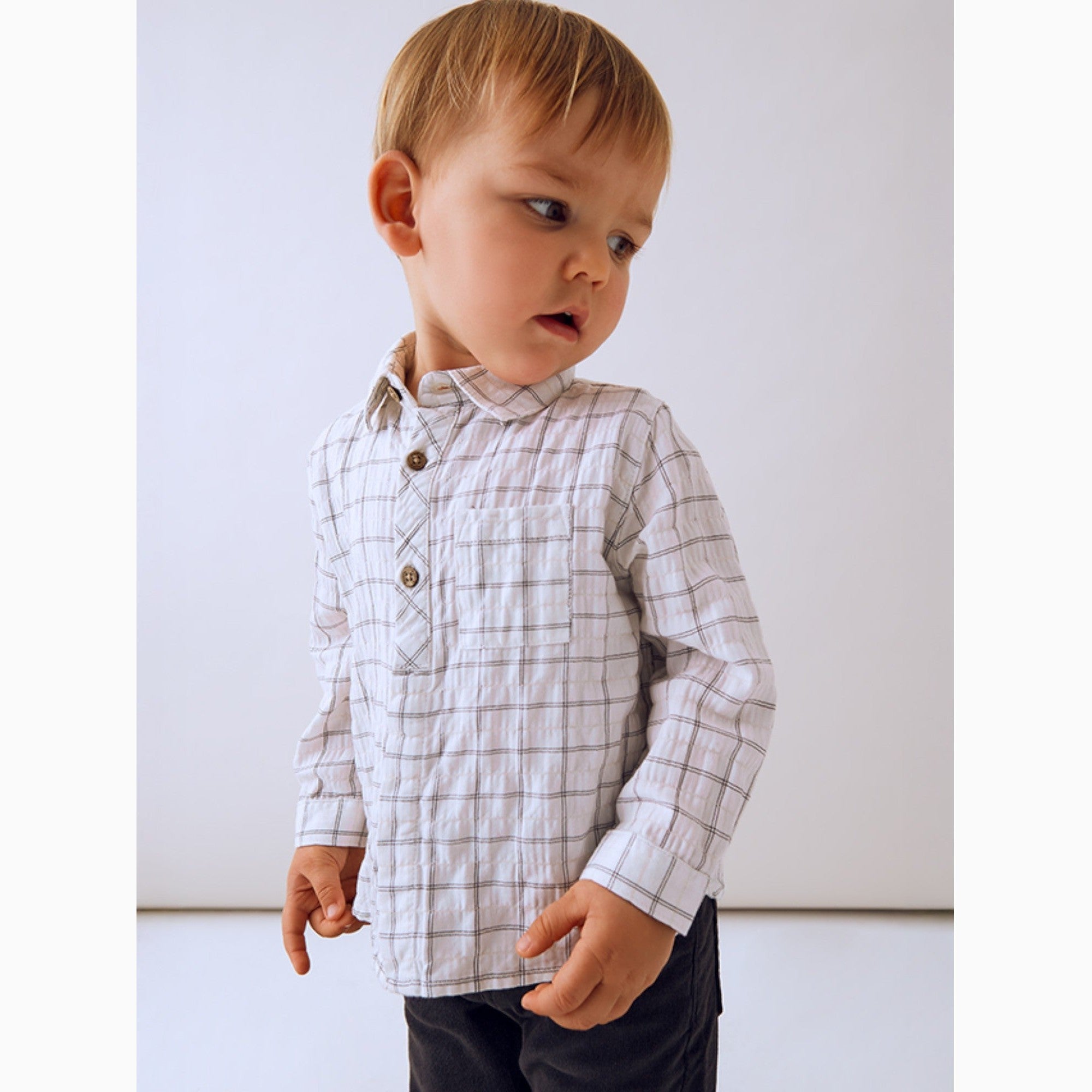 Camicia  m/l quadri Bimbo Grigio 2110/95 -  NANU' BABY