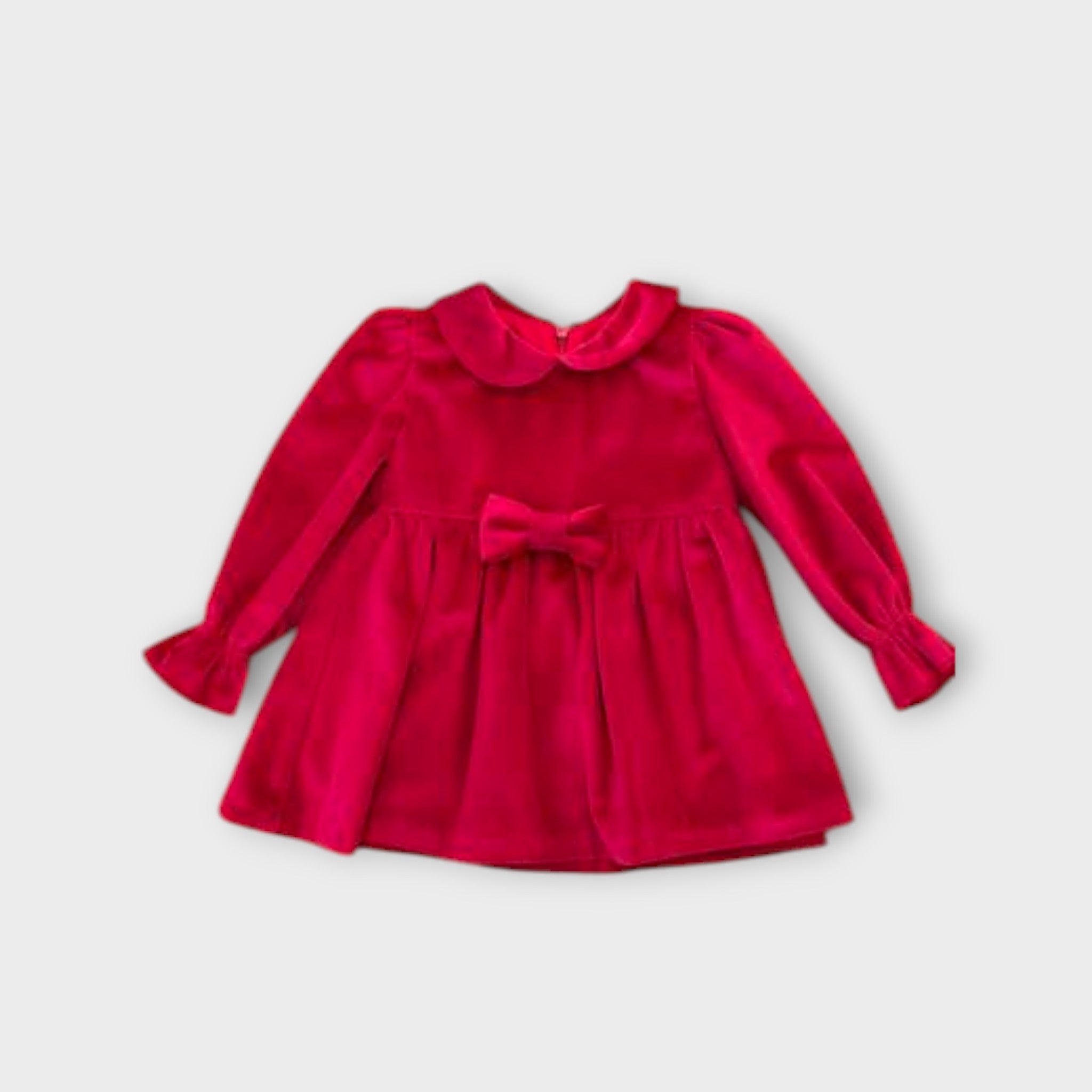 Abito Bimba ROSSO Velluto Fiocco - AMBARABA'