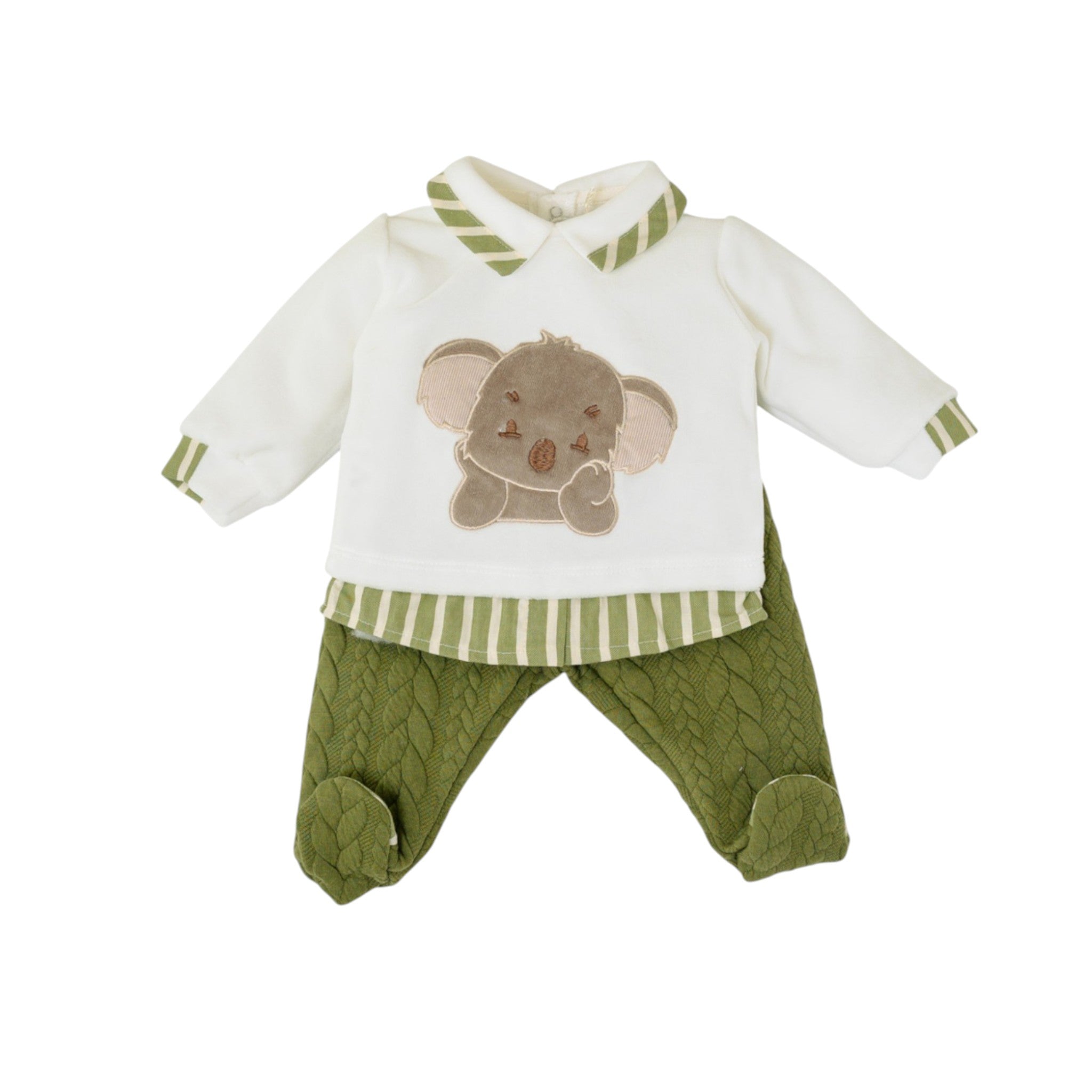 Completo Nascita Neonato Ciniglia Verde SARTORIA DEI PICCOLI (cod. LS1113)
