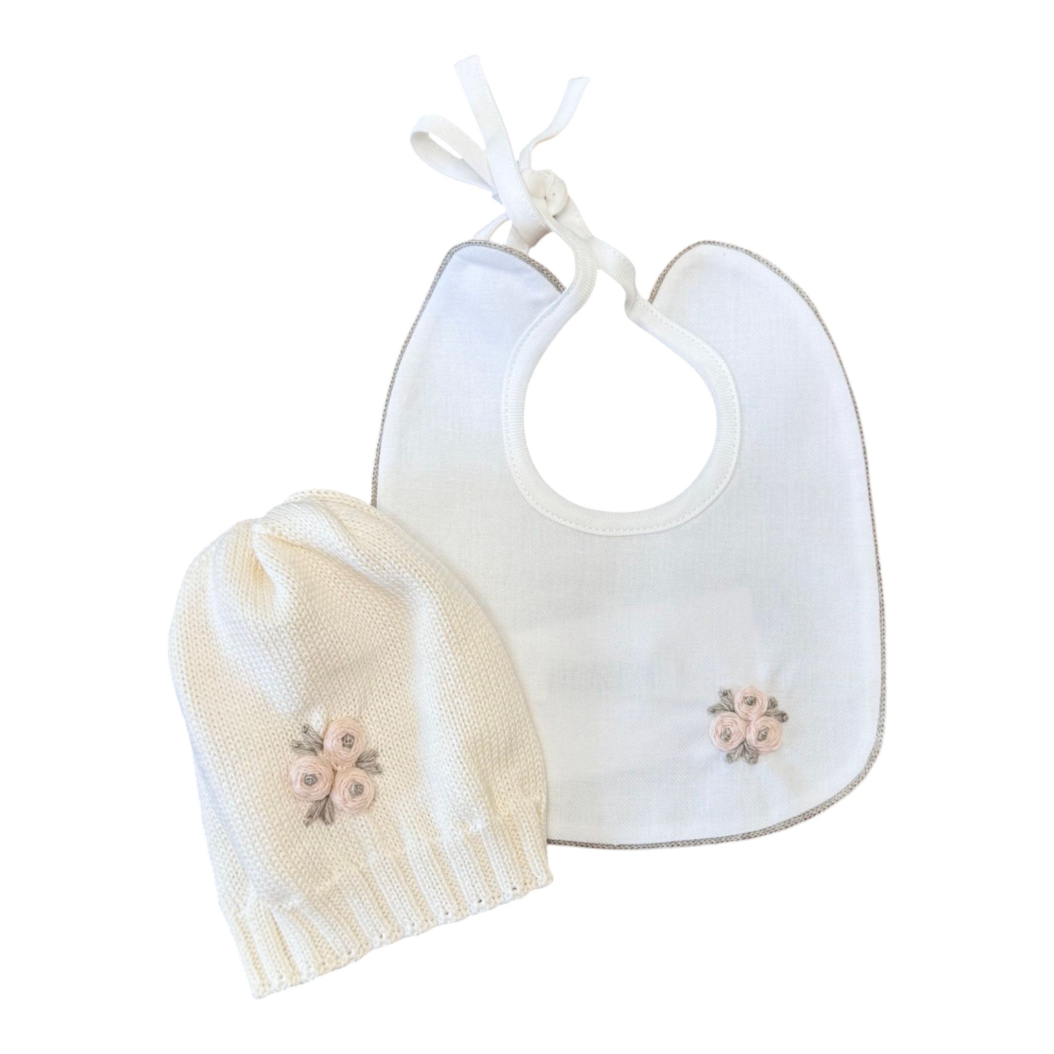 Cuffia e Bavetta Neonata PANNA LR1108