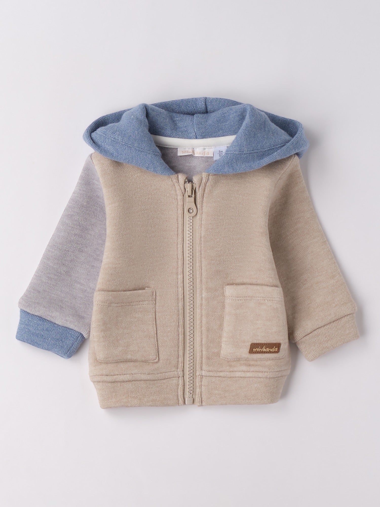 Felpa Aperta Ml Con Zip O Con Bottoni Bimbo Beige 3F610/8965