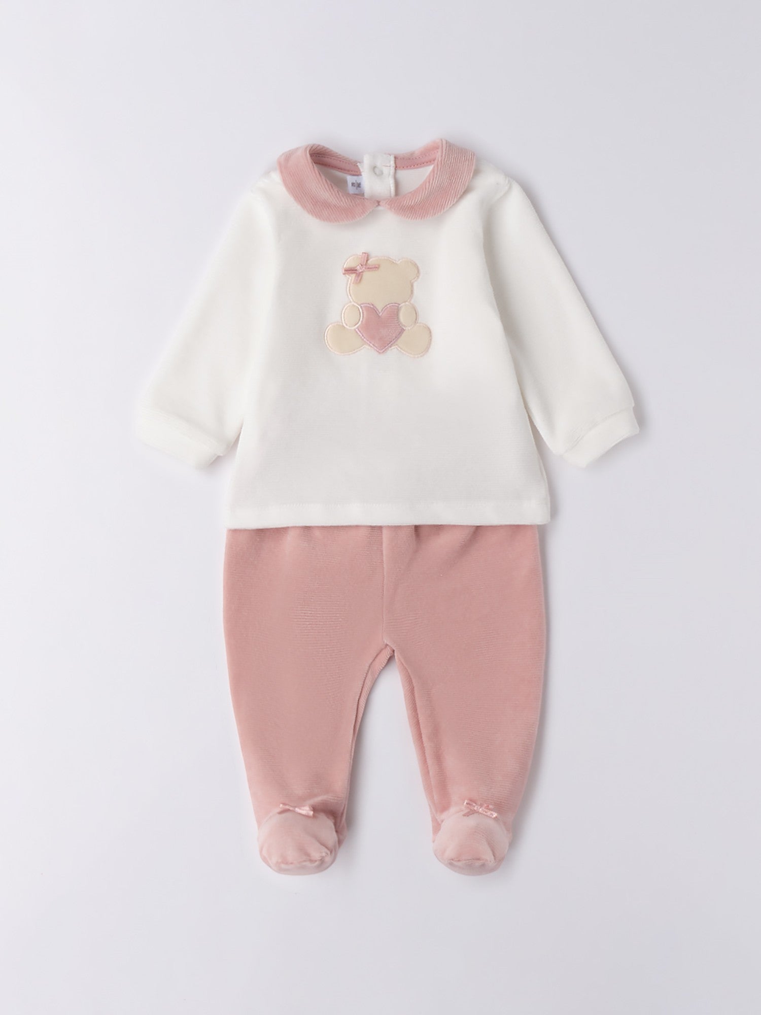 Tutina Due Pezzi Con Piede Neonata Bianco 3F765/112 -  NANU' BABY