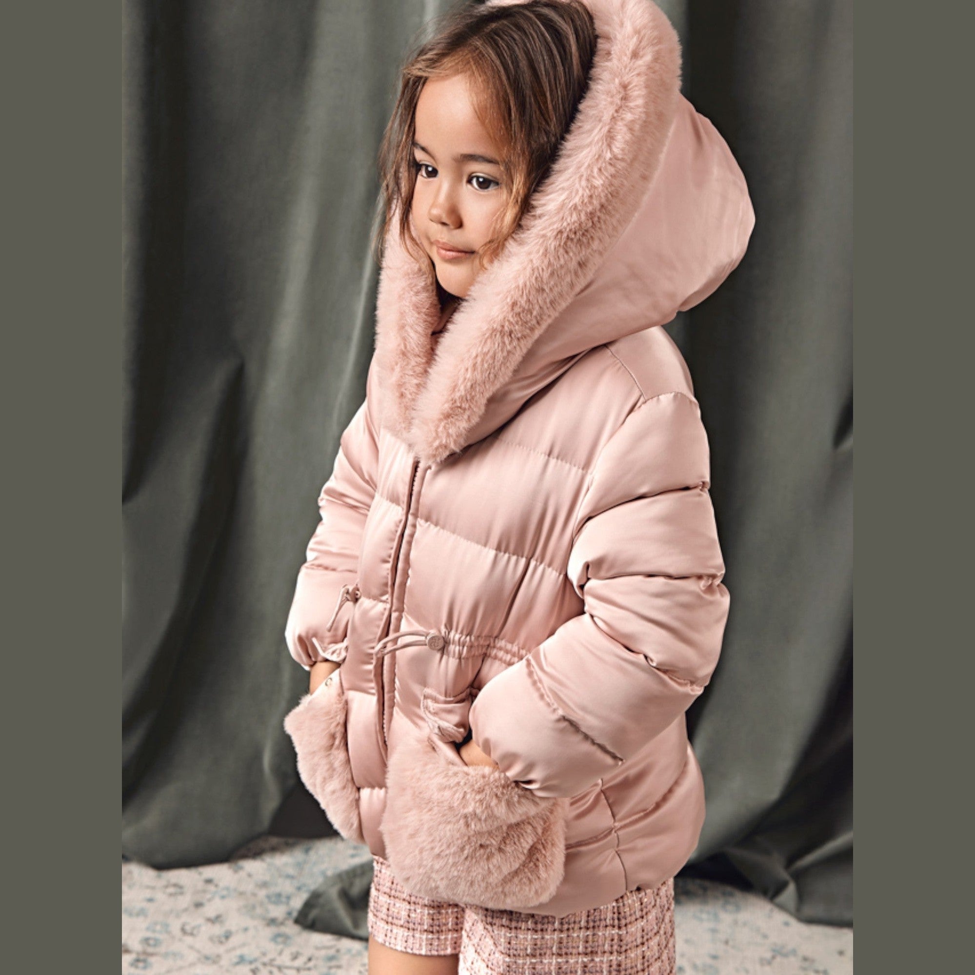 Giubbotto satinato pelo Bimba Rosa 5849/15 -  NANU' BABY