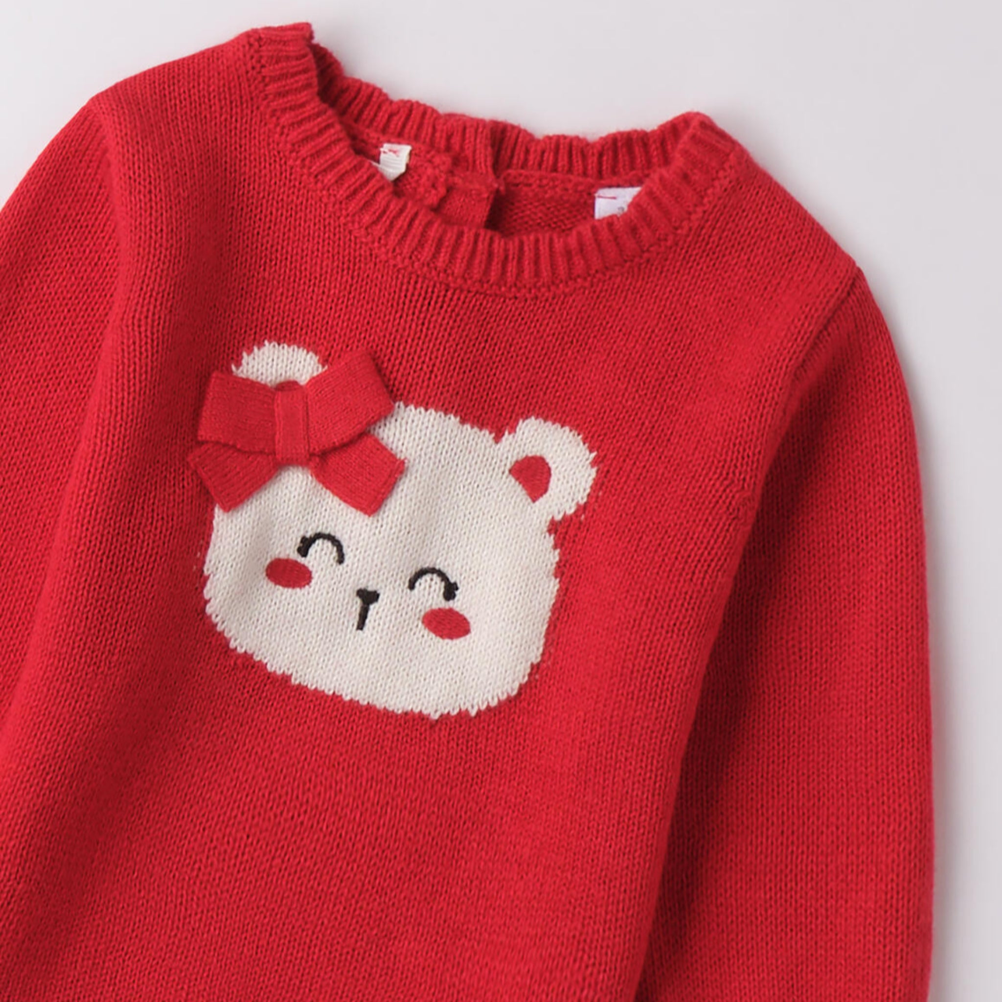 Maglioncino Tricot Cotone Lana Bimba Rosso 3F704/2253