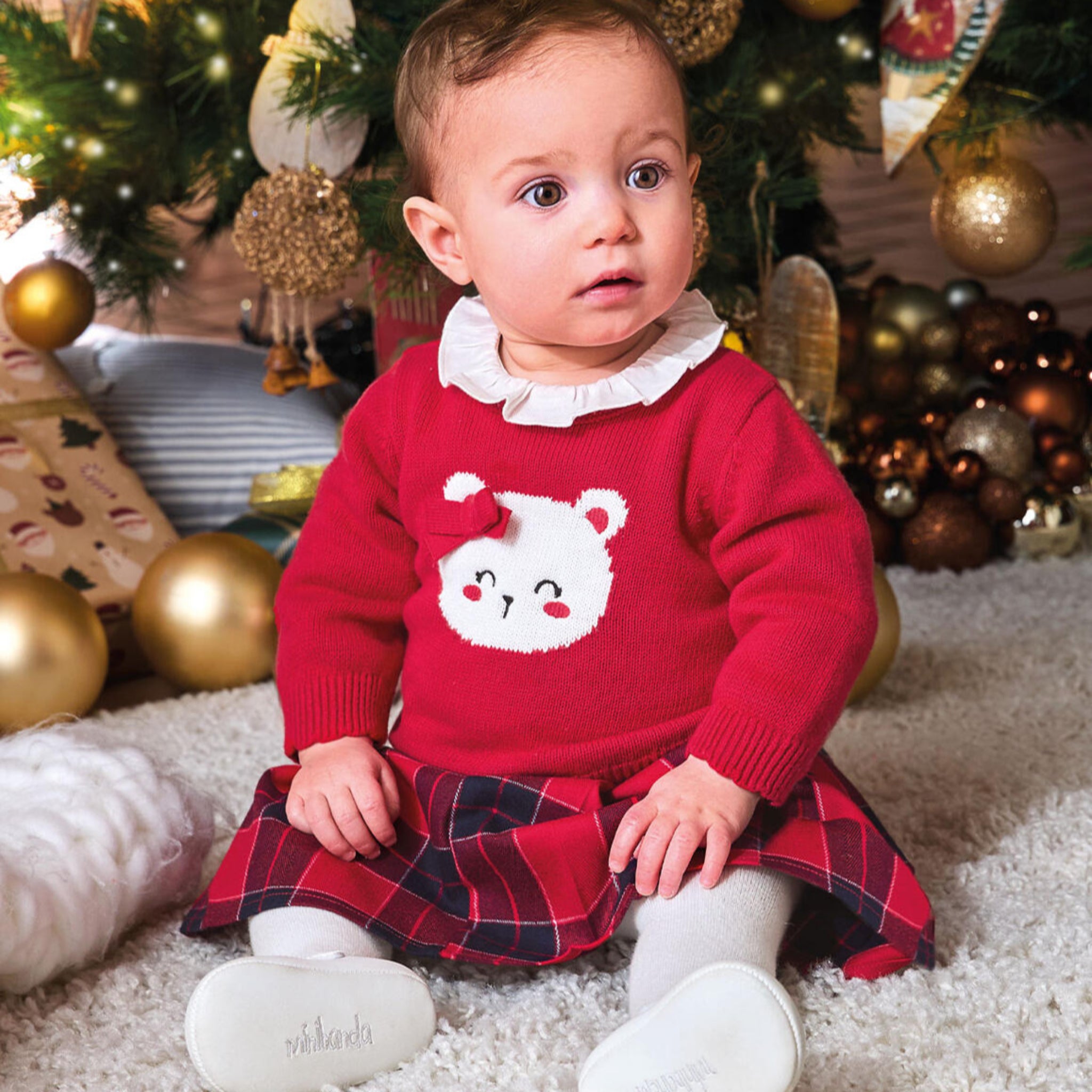 Maglioncino Tricot Cotone Lana Bimba Rosso 3F704/2253
