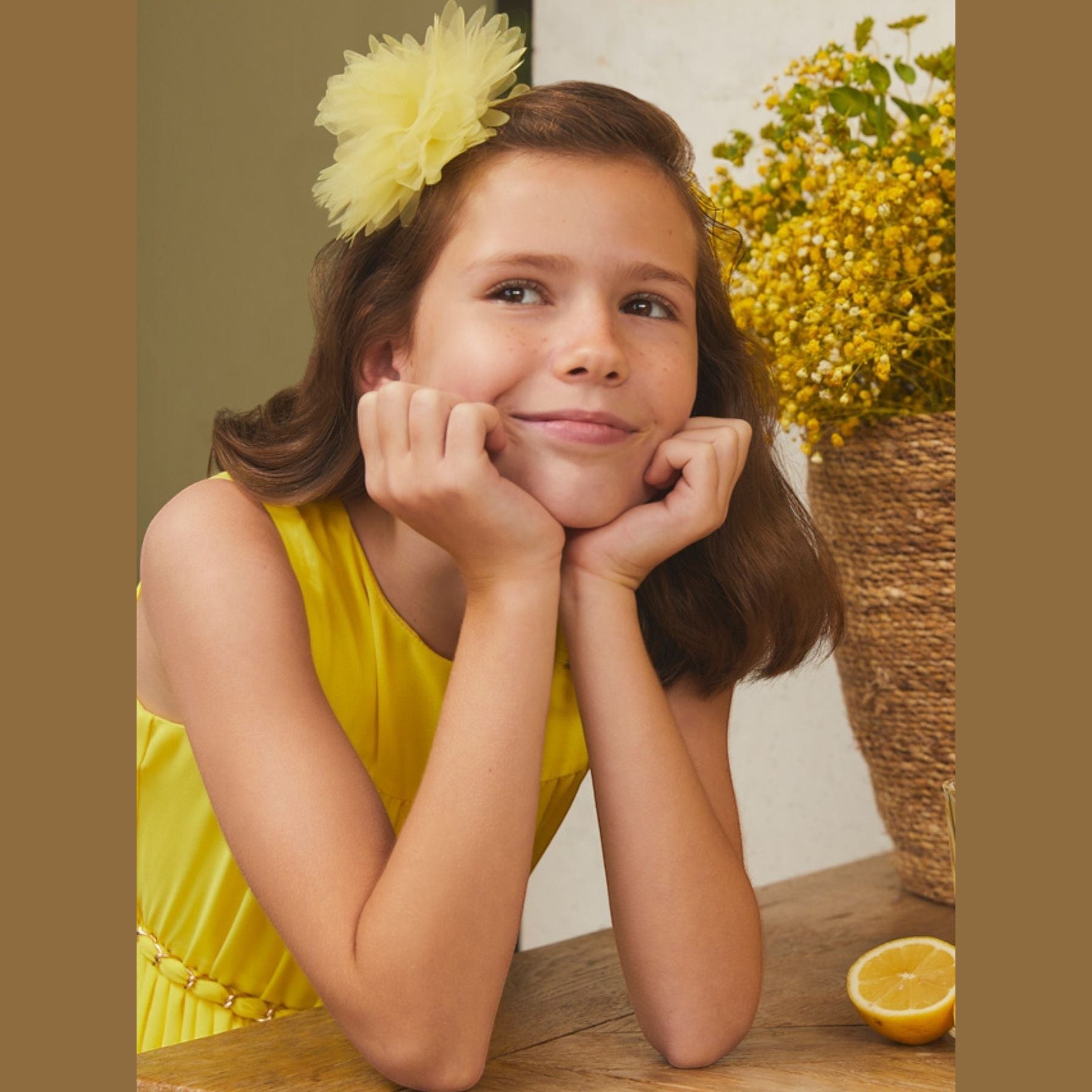 Fermaglio fiore organza  GIALLO 5409/G -  NANU' BABY