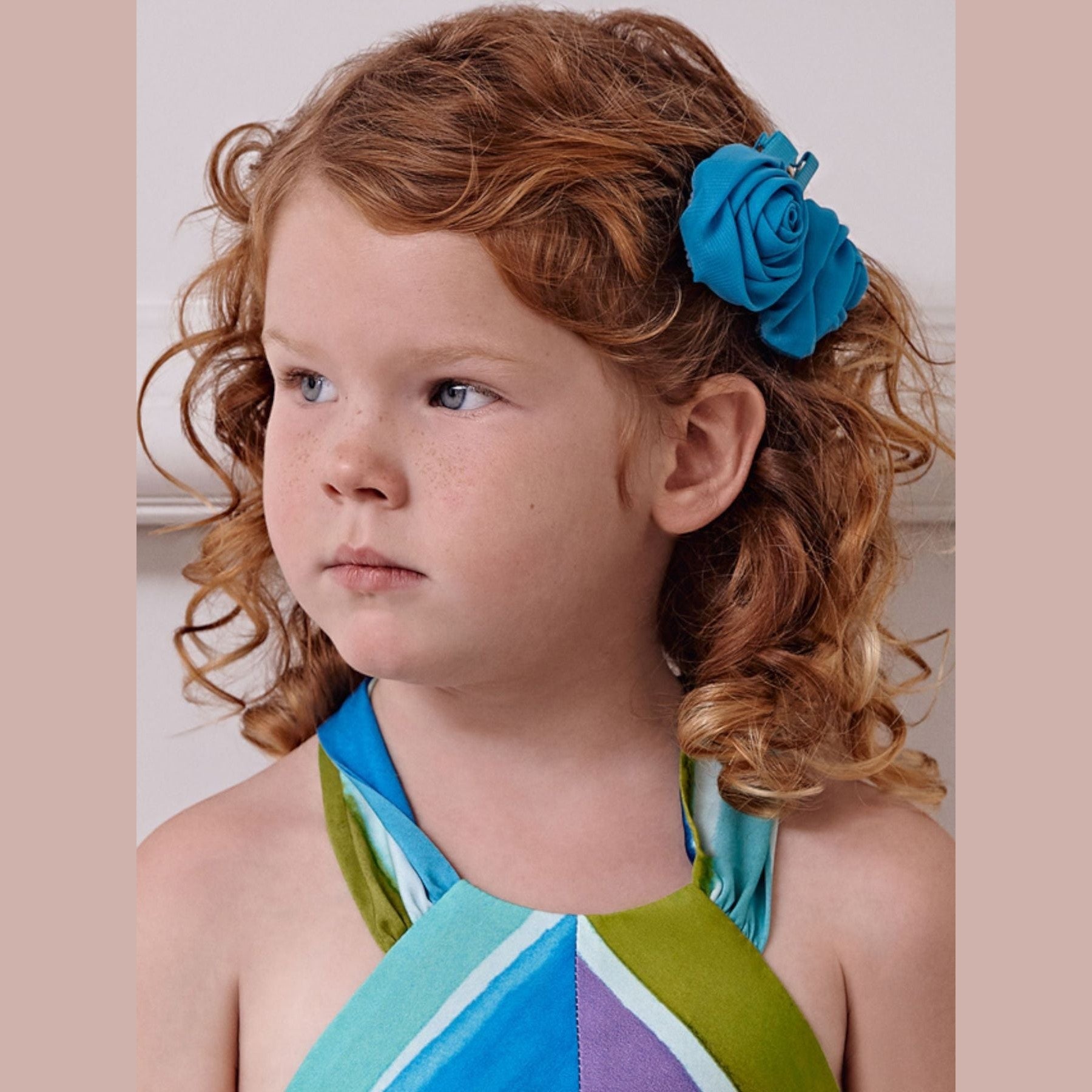 Set 2 fermagli fiori chiffon  TURCHESE 5411/T -  NANU' BABY