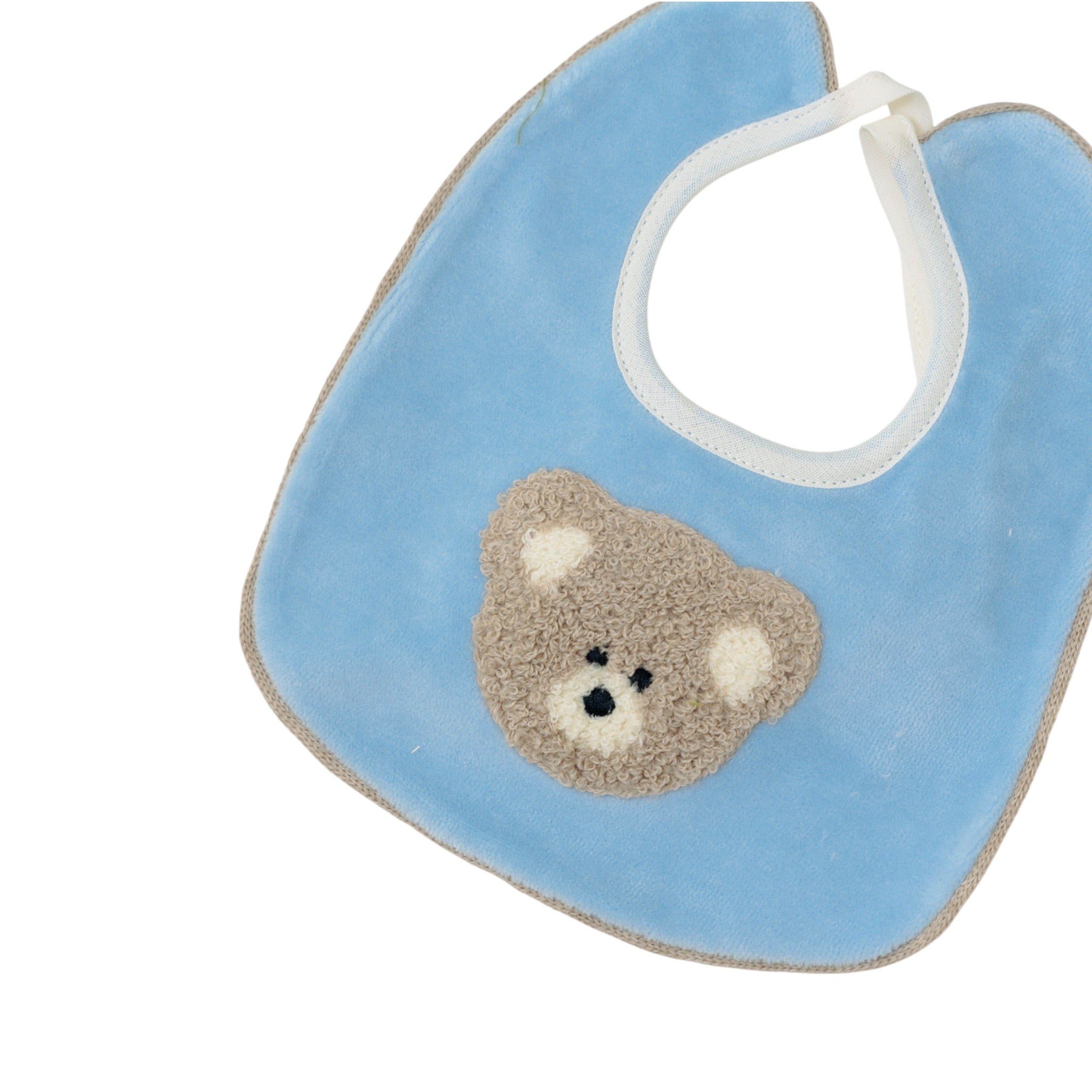 Set Cuffia Bavetta Neonato Ciniglia Cielo SARTORIA DEI PICCOLI (cod. LR1114)