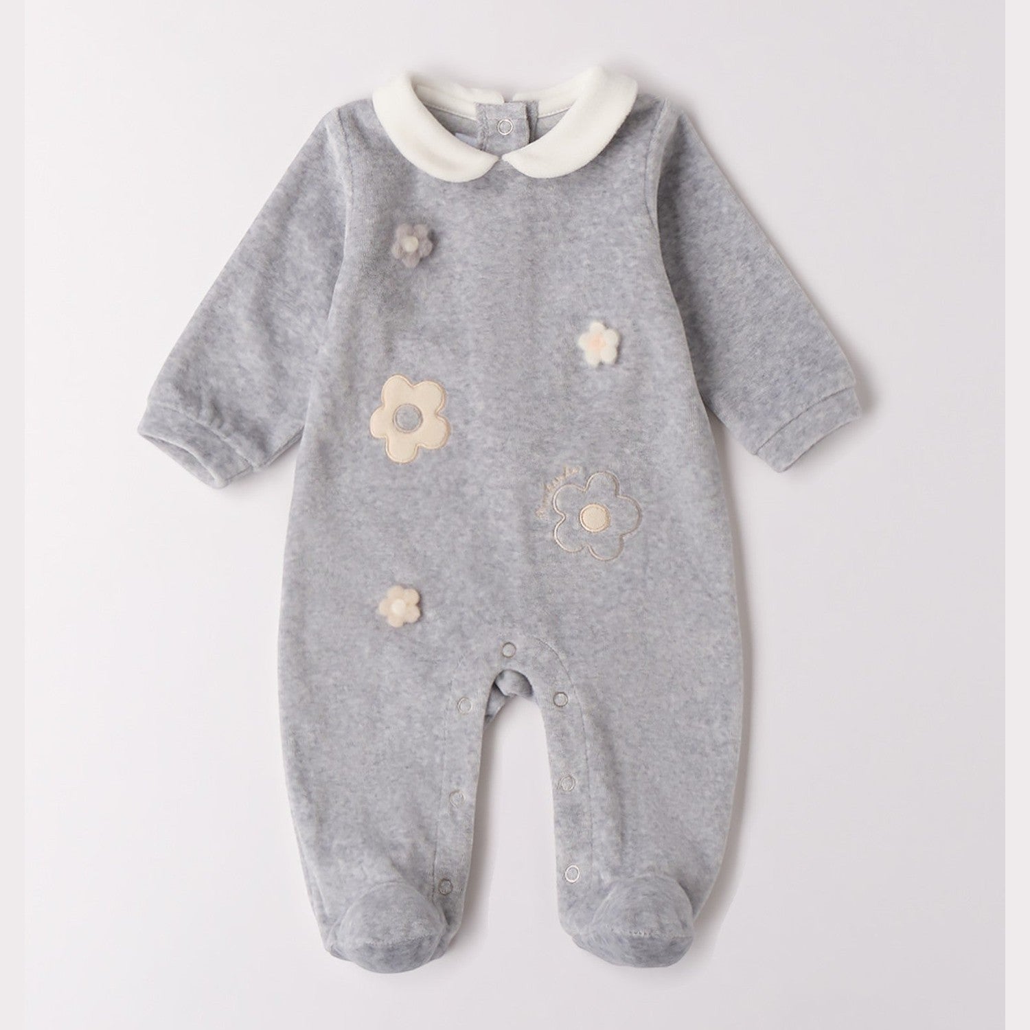 Tutina Intera Con Piede Neonata Grigio 3F752/8992 -  NANU' BABY