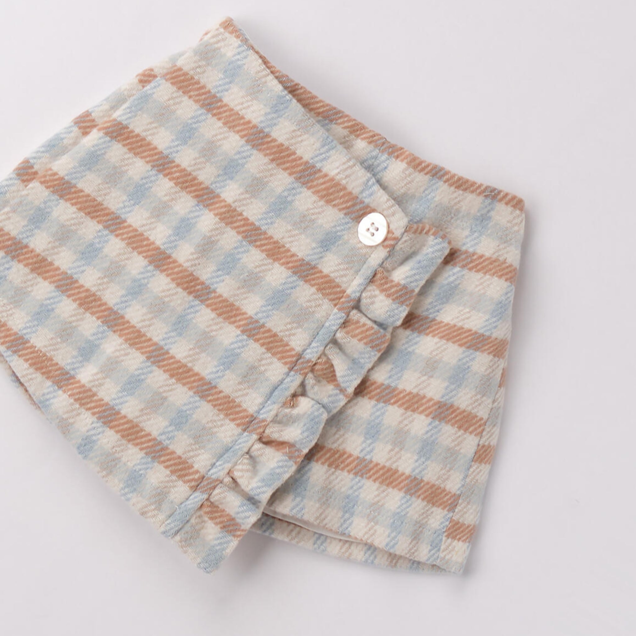 Pantalone Corto Check Effetto Gonna Bimba Bianco 3F743/3942