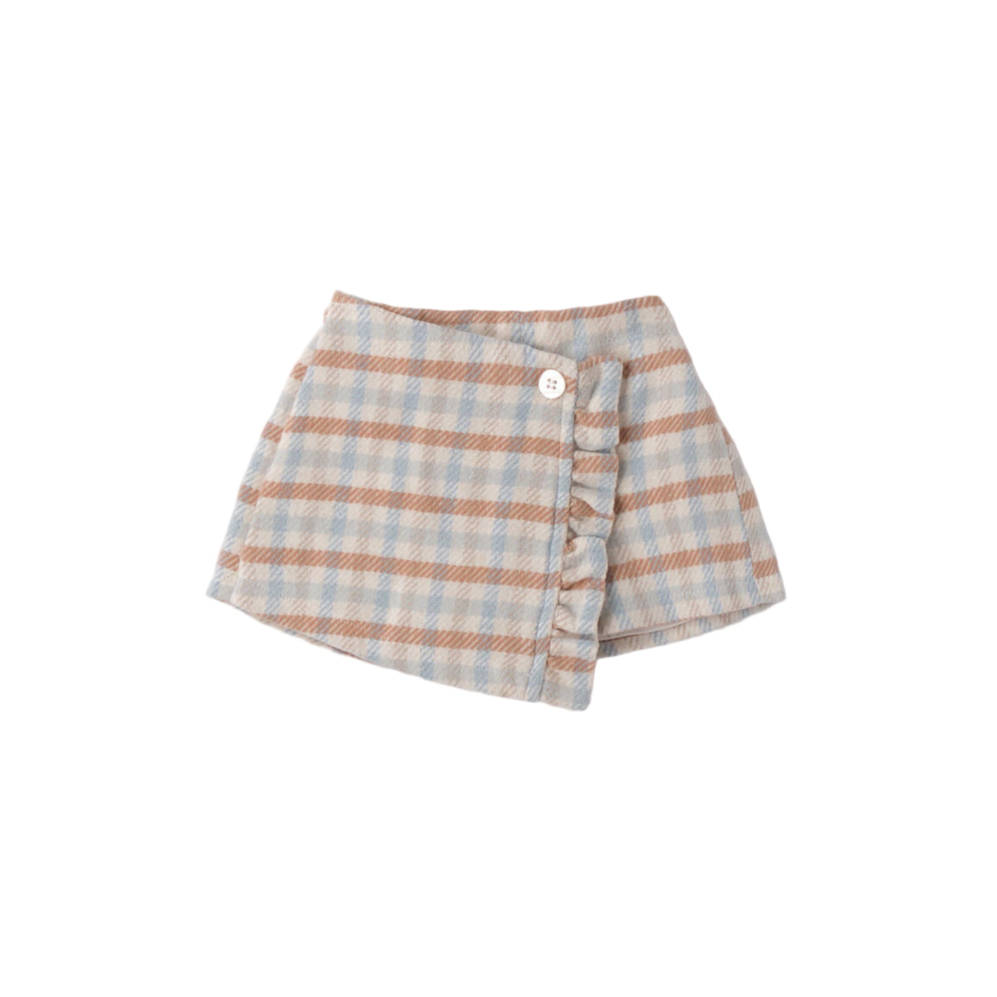 Pantalone Corto Check Effetto Gonna Bimba Bianco 3F743/3942