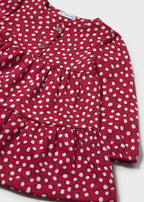 Abito Neonata Maniche Lunghe Rosso Pois Cotone 2915/40