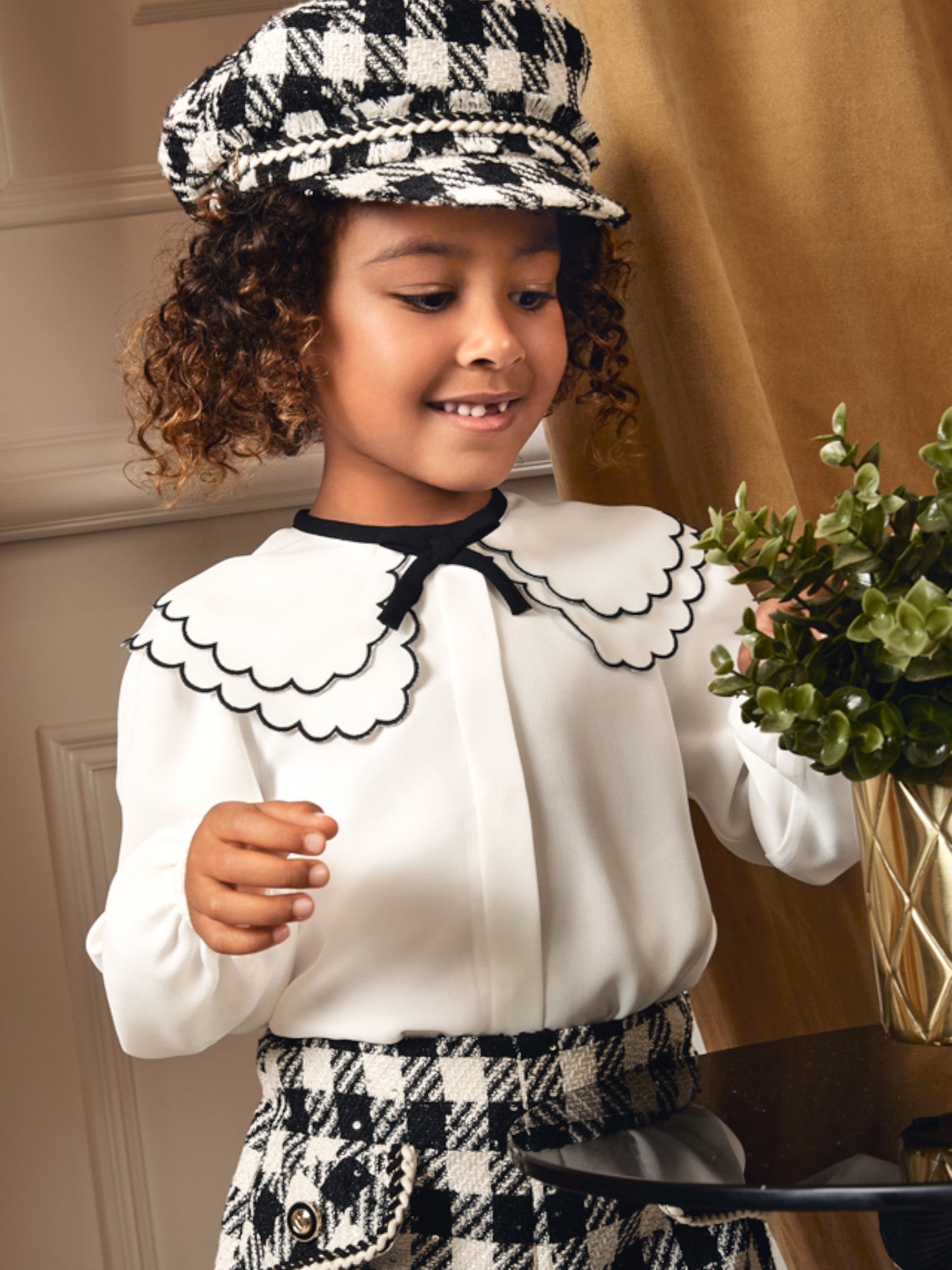BLusa chiffon collo ricamo Bimba PANNA 5612/3 -  NANU' BABY