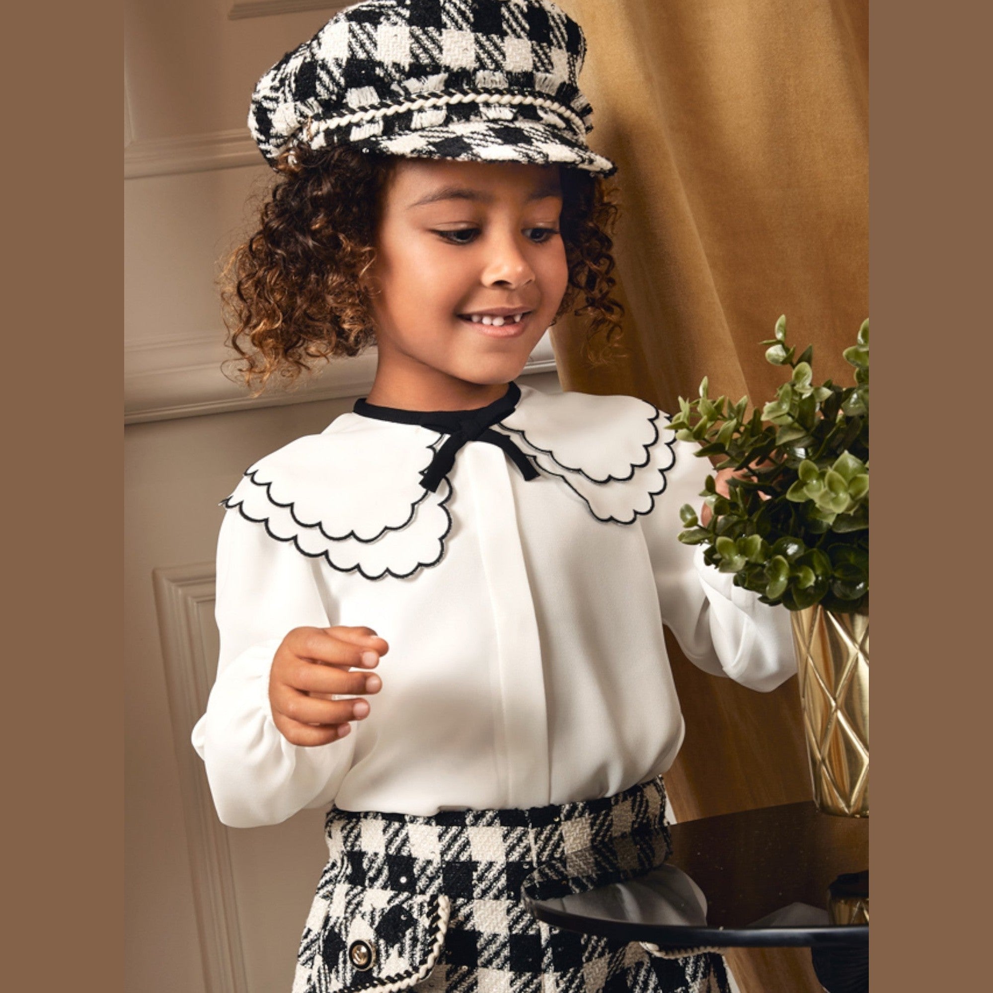 BLusa chiffon collo ricamo Bimba PANNA 5612/3 -  NANU' BABY