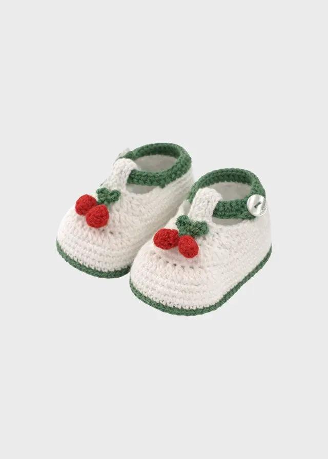 Babbucce Neonata Avorio CHERRY/SC by PICCOLA GIUGGIOLA