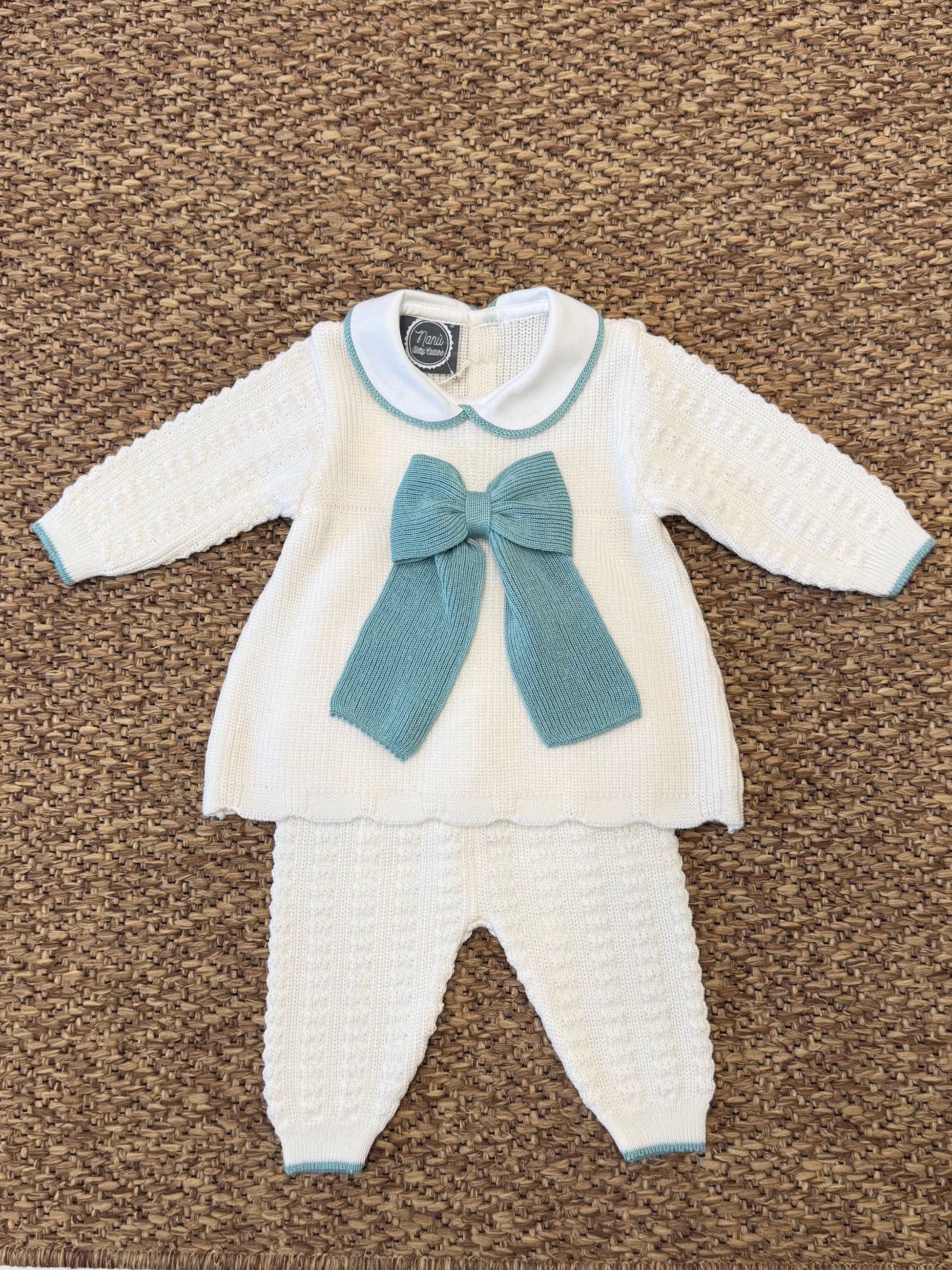 Completo 2 pezzi  vestinetta lunga Neonata VANIGLIA IN4619/V
