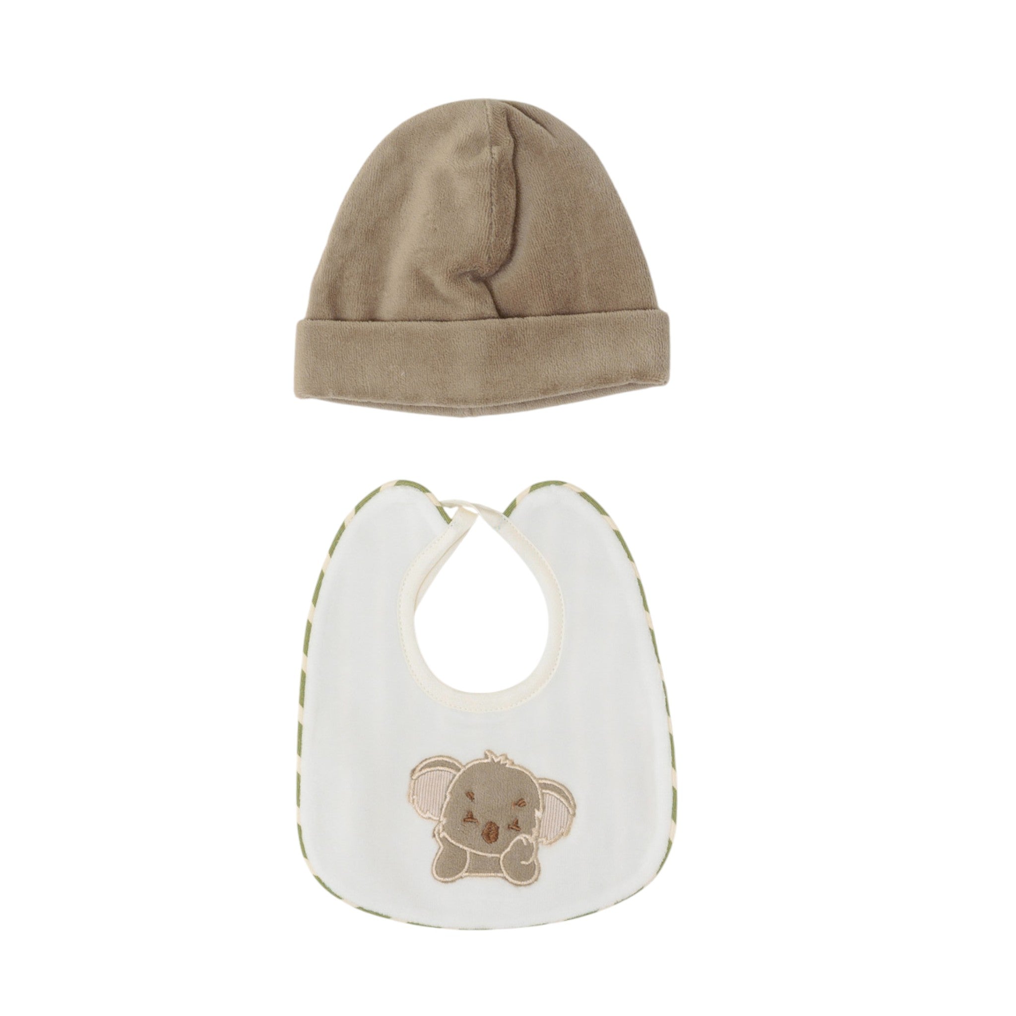 Set Cuffia Bavetta Neonato Ciniglia Verde SARTORIA DEI PICCOLI (cod. LR1113)