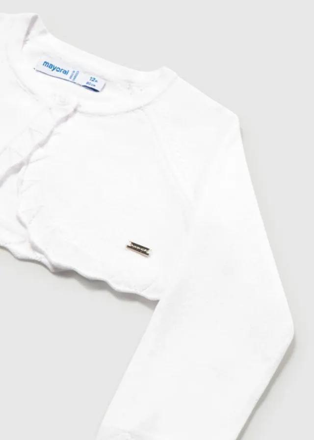 Bolerino Bimba Bianco Cotone Poliammide Elastan 306/86 by MAYORAL