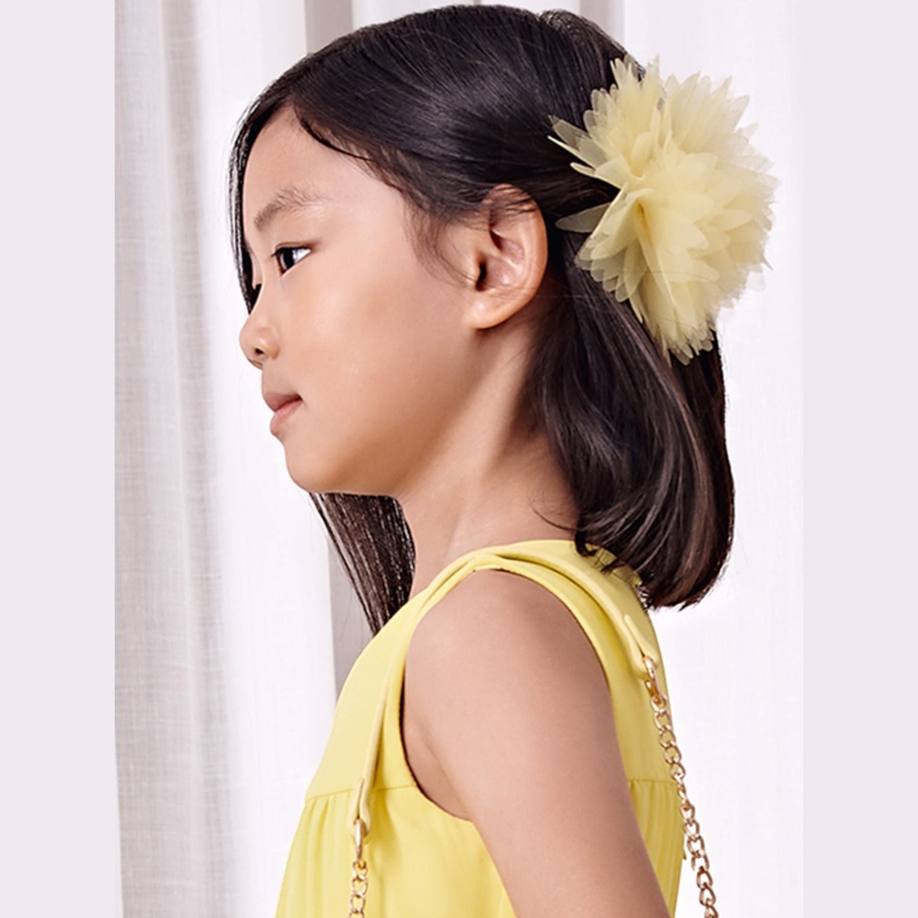 Fermaglio fiore organza  GIALLO 5409/G -  NANU' BABY
