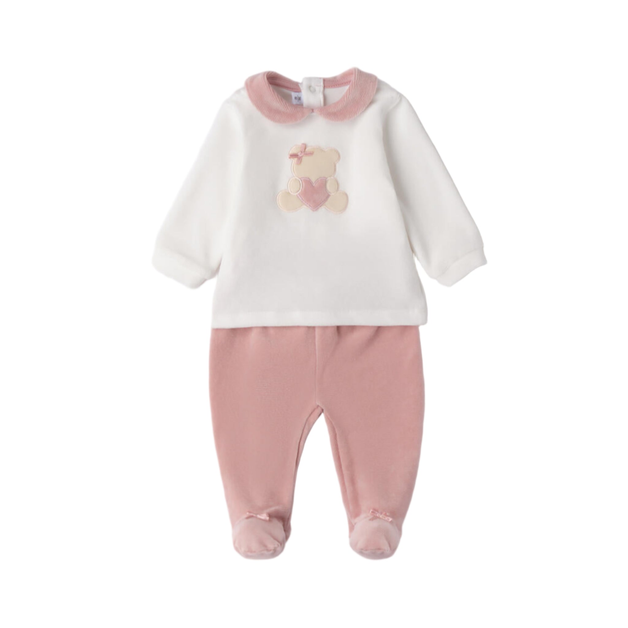 Tutina 2 Pezzi Ciniglia Velluto Neonata 3F765/112