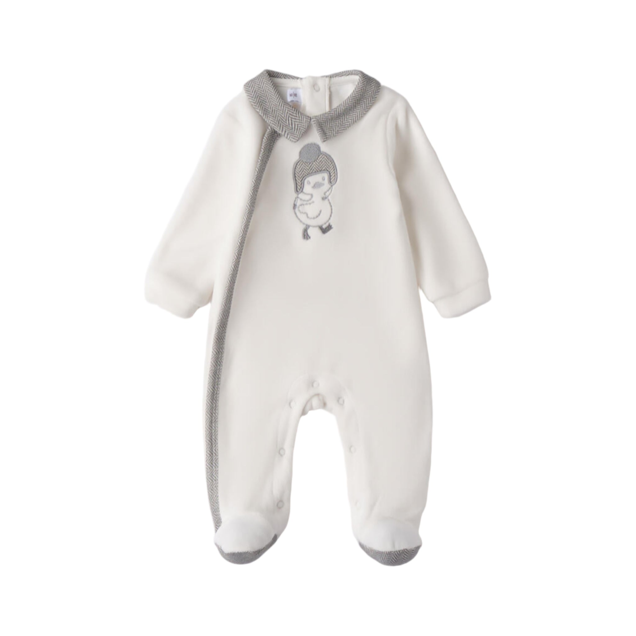 Tutina Ciniglia Interlock Con Piede Neonato Bianco 3F646/112