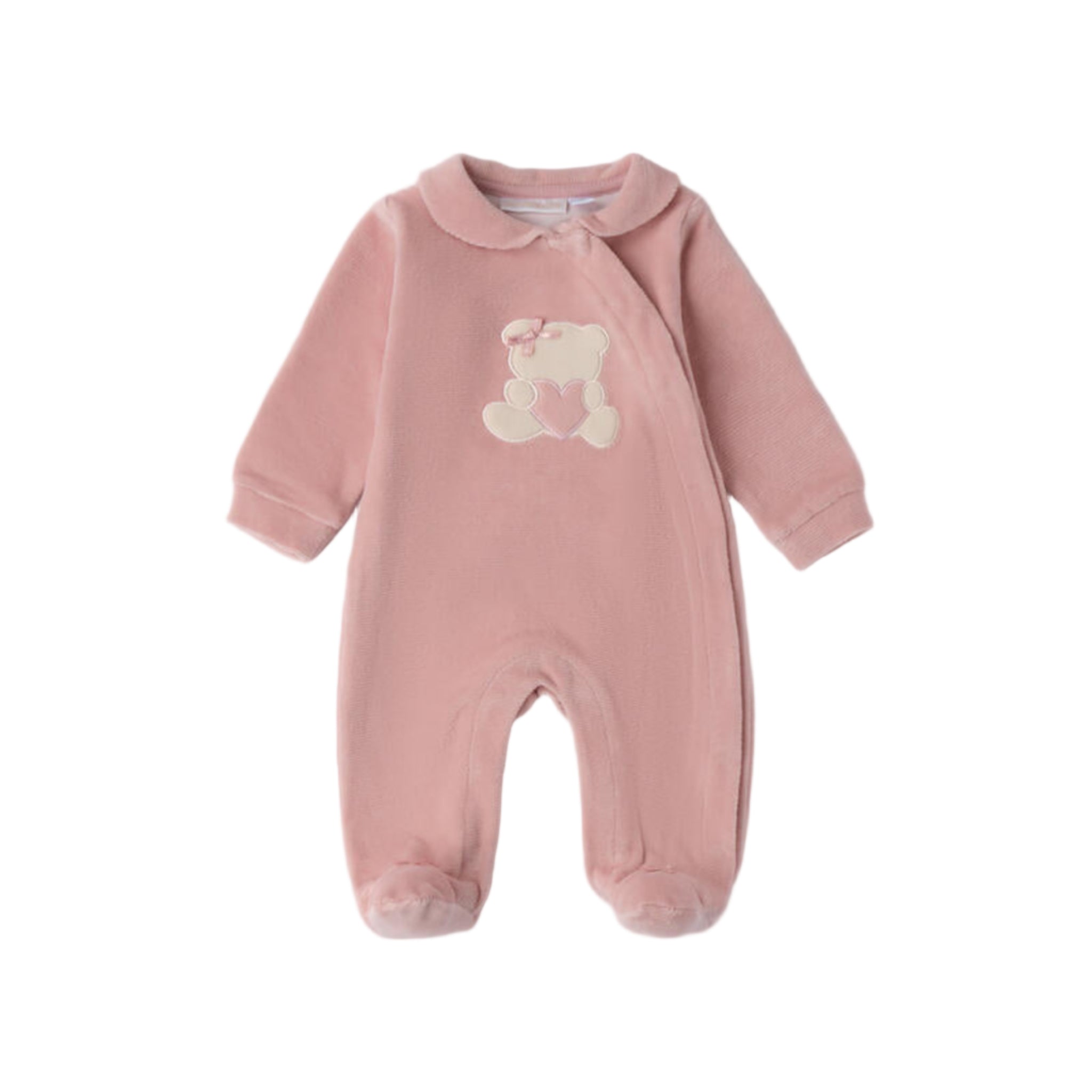 Tutina Ciniglia Velluto Con Piede Neonata Rosa 3F757/2921