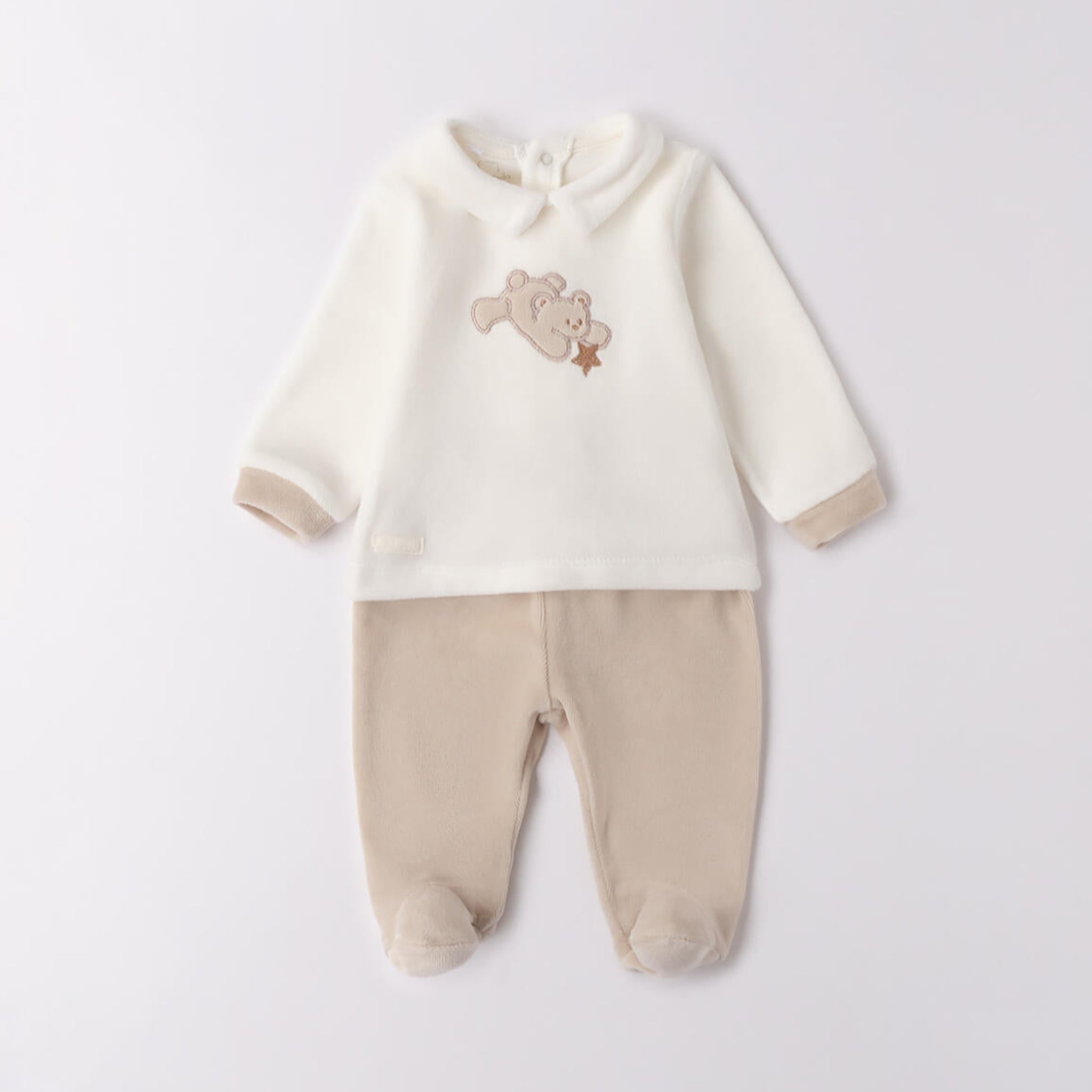 Tutina Due Pezzi Con Piede Neonato Ciniglia 3F673/112
