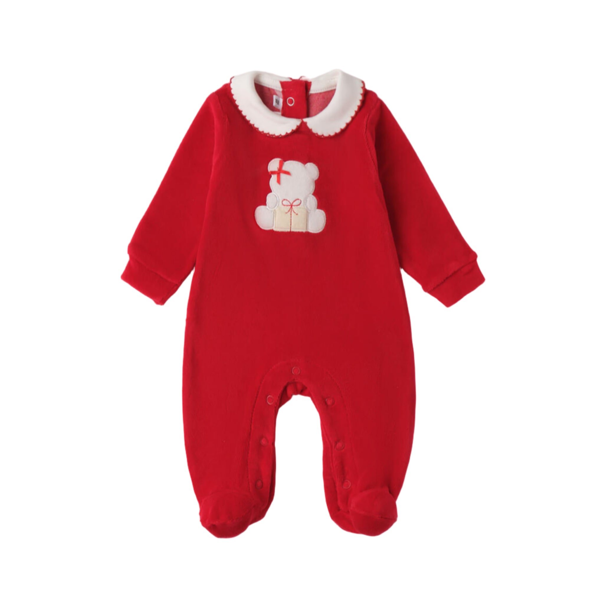 Tutina Natalizia Ciniglia Con Piede Neonata Rosso 3F769/2253